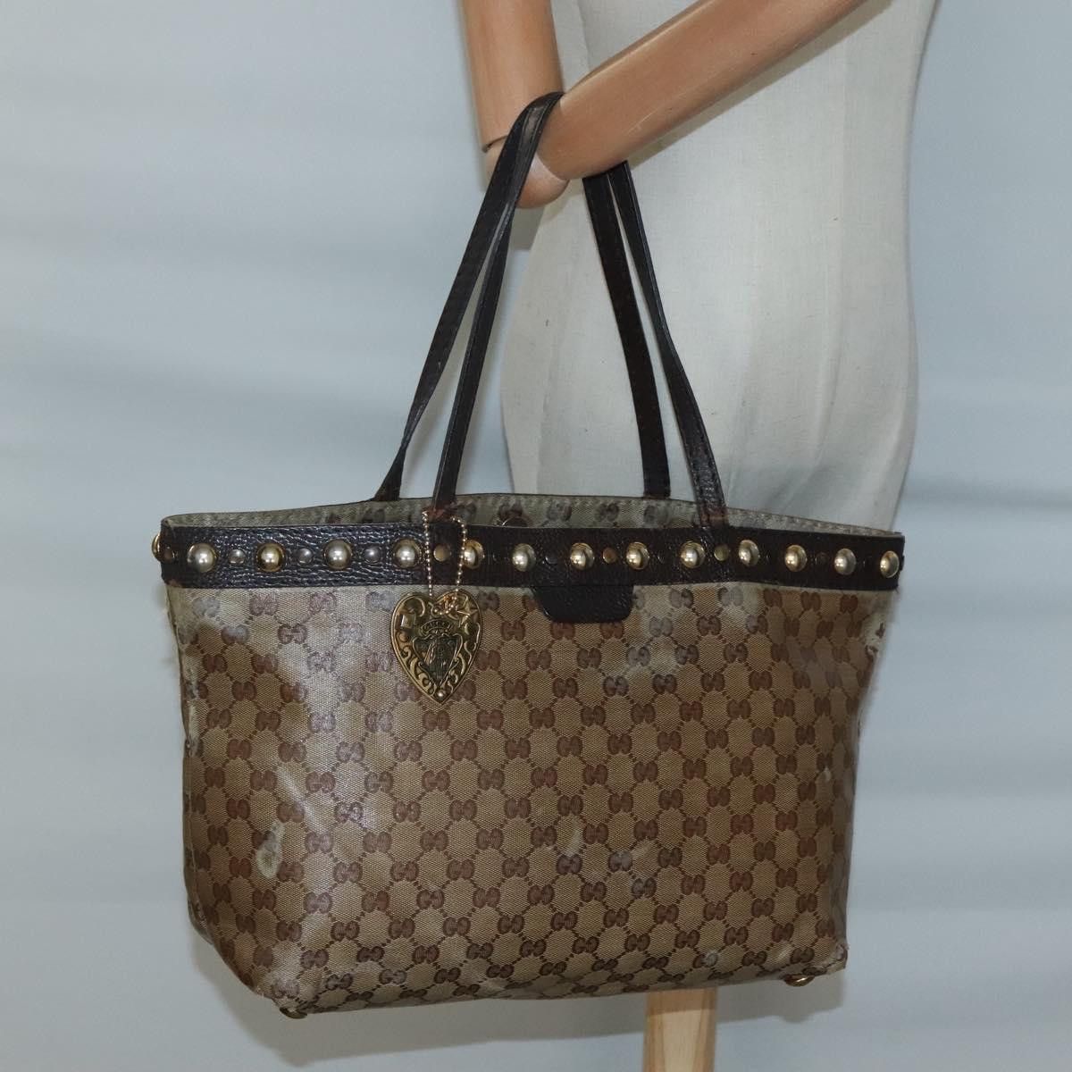 Gucci GUCCI GG Crystal Tote Bag Coated Canvas Beige Gold Size ONE SIZE - 24 Thumbnail