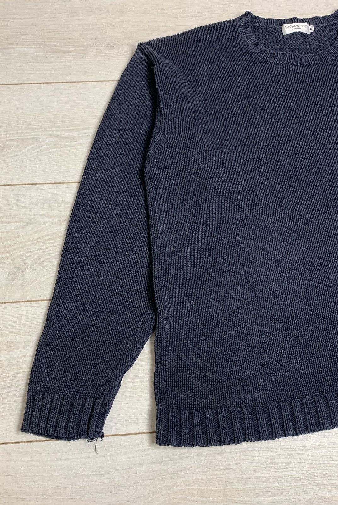 Yves Saint Laurent Vtg Yves Saint Laurent Navy Knit Sweater Fits 2XL-3XL Size US XXL / EU 58 / 5 - 2 Thumbnail