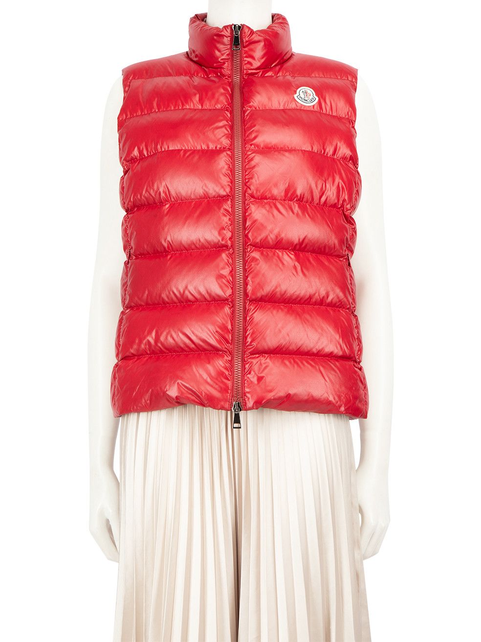 image of Moncler Red Ghany Puffer Sleeveless Gilet, Women's (Size XL)