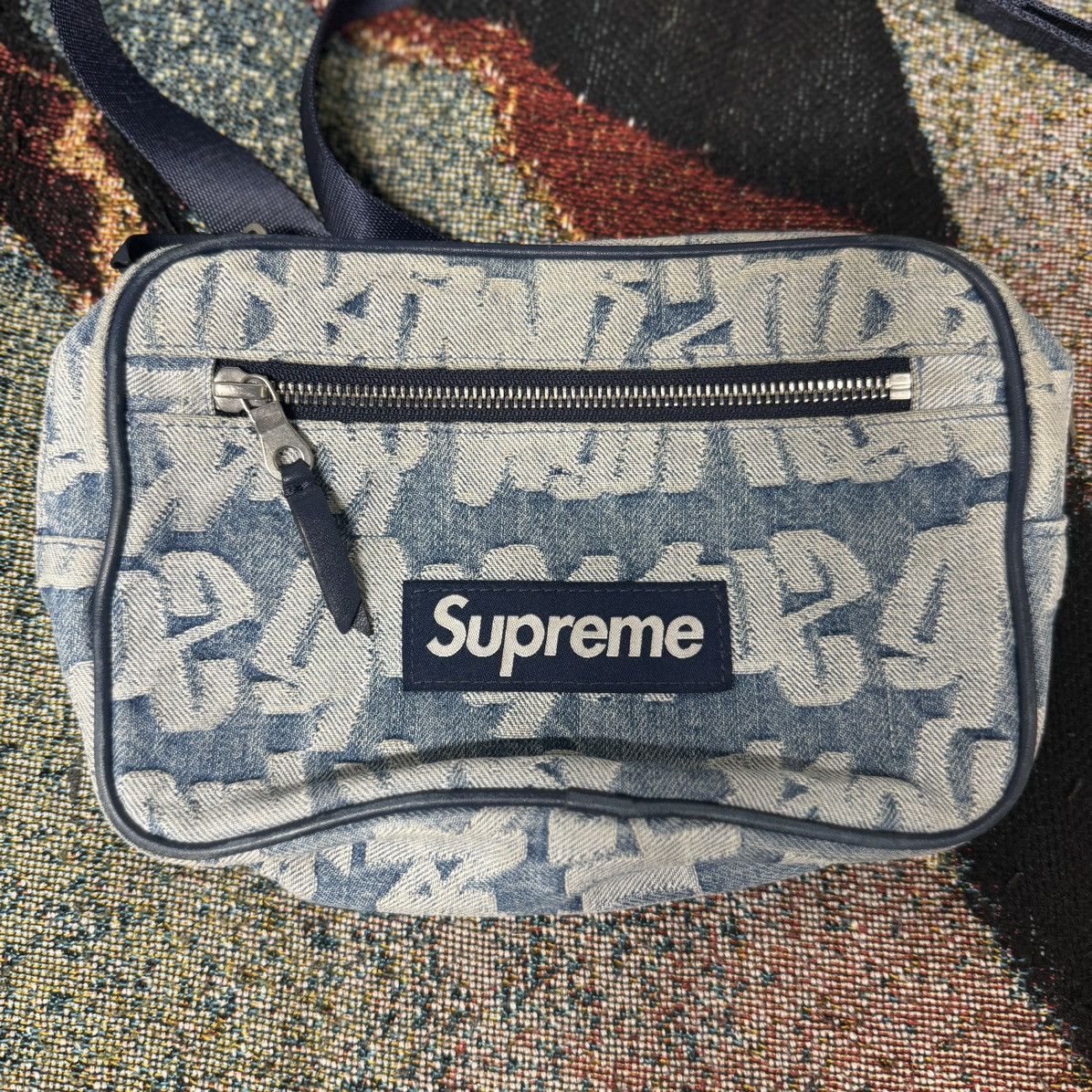 Supreme SUPREME FAT TIP JACQUARD BLUE DENIM WAIST BAG Size ONE SIZE - 3 Thumbnail