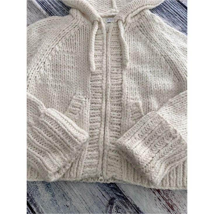 Other Vintage Y2K Chunky Hooded Zip Cardigan in Cream Size M / US 6-8 / IT 42-44 - 4 Thumbnail