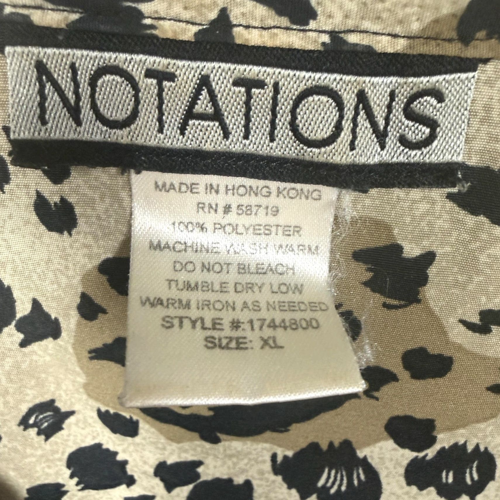 Vintage VINTAGE Notations Button-Up Blouse XL Brown Leopard Animal Print Womens Short Sleeve Office Workwear Size XL / US 12-14 / IT 48-50 - 4 Thumbnail