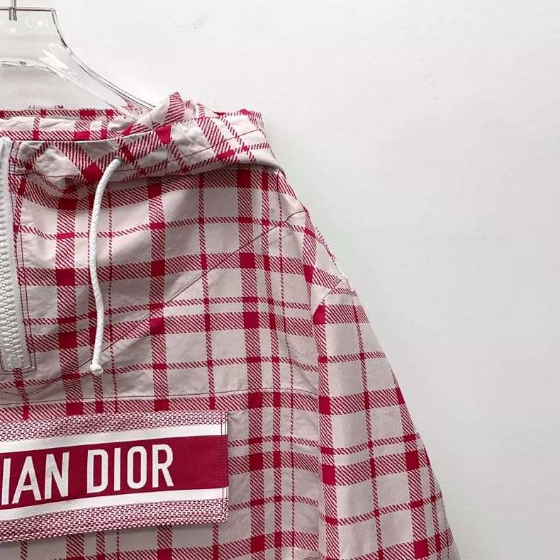 Dior Dior Red plaid hooded semi-zipp drawstring long-sleeved swe Size XS / US 0-2 / IT 36-38 - 3 Thumbnail