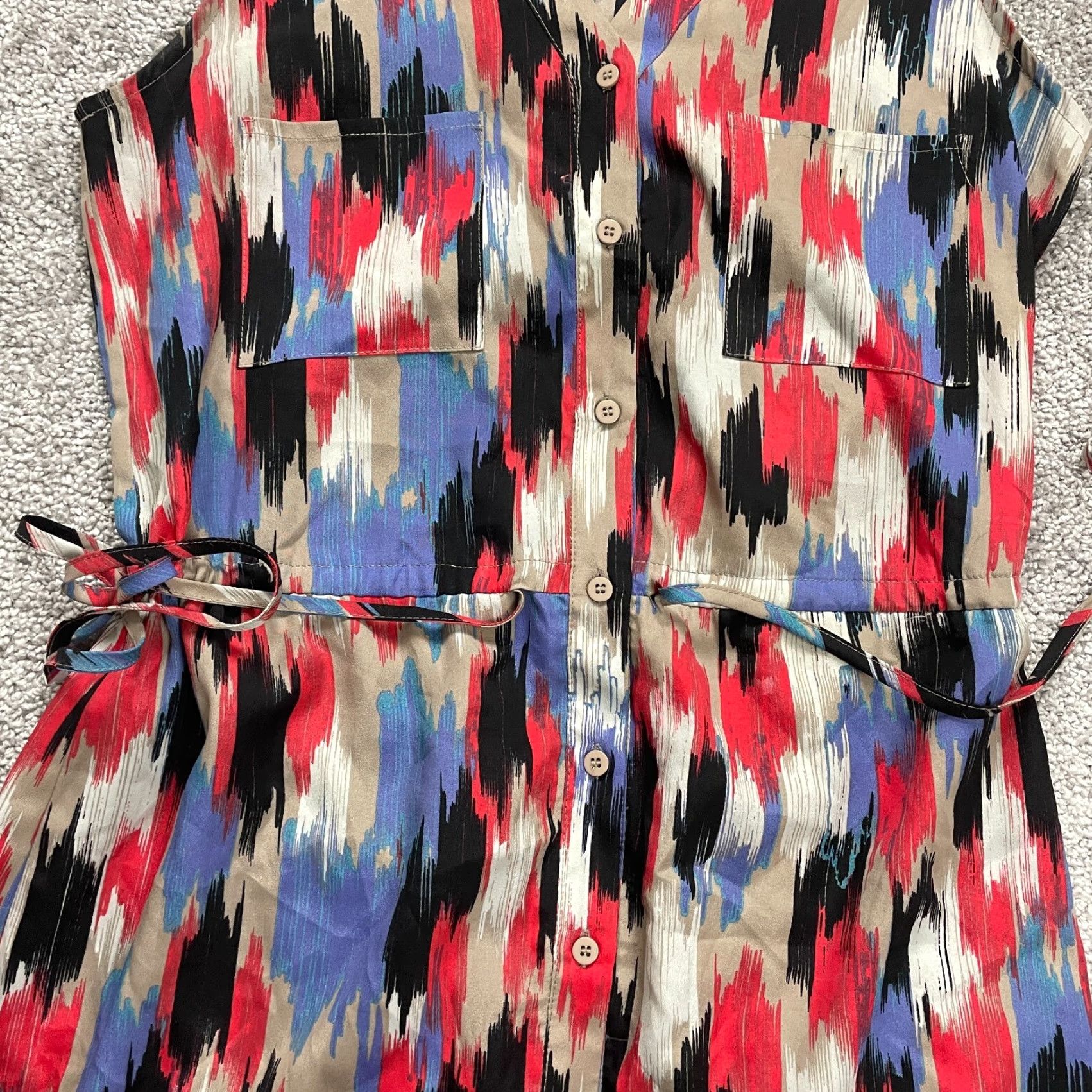 AQUA Aqua By Bloomingdale's Dress Women XS Multi Sleeveless Button Down Belted Sheath Size XS / US 0-2 / IT 36-38 - 5 Thumbnail