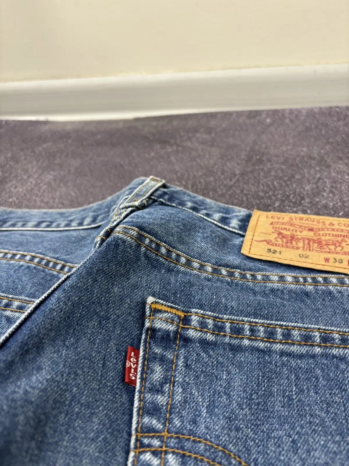 Levi's × Vintage Vintage 90s Levi's 521 American Blue Denim Baggy Jeans Size US 38 / EU 54 - 6 Thumbnail
