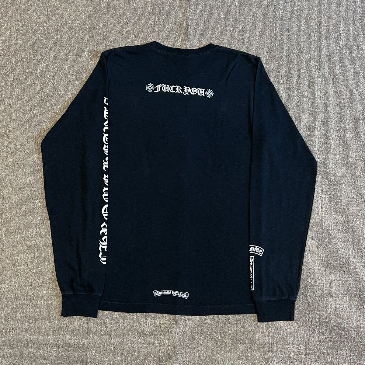 【Chrome Hearts】 Scroll Fuck you Logo LS T-Shirt Black Chrome Hearts CHROME HEARTS SCROLL LABEL FUCK YOU BLACK LONG