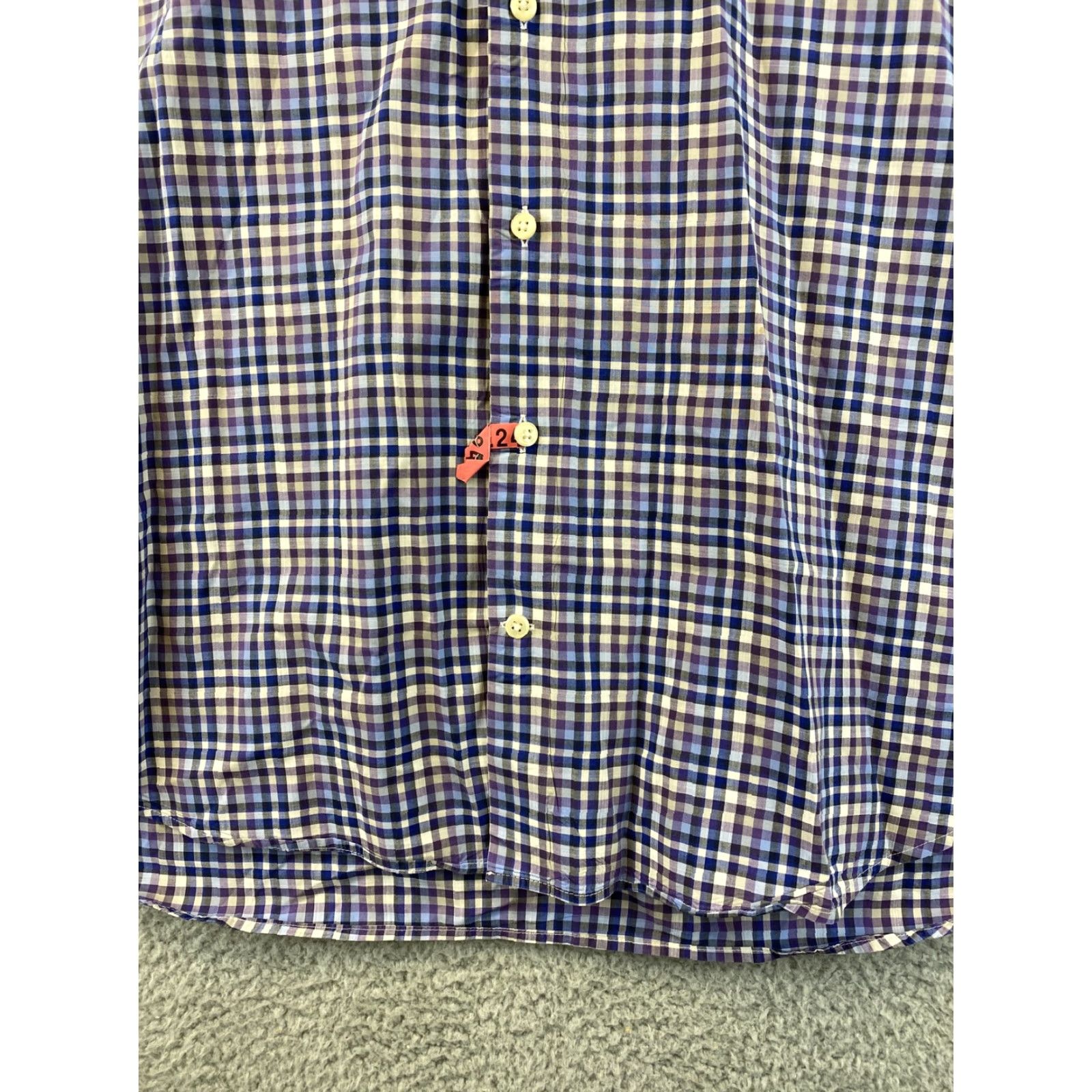 Peter Millar Peter Millar Button-Up Shirt Mens XL Purple Checkered Dress Shirt / 79-13 Size 46R - 2 Thumbnail