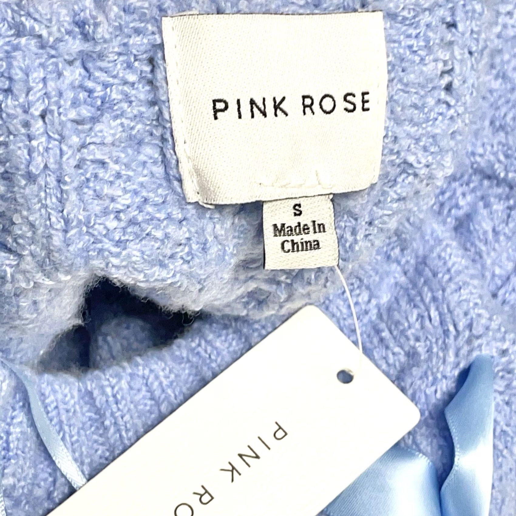 Vintage Pink Rose Women Light Blue Cable Knit Ribbon Lace-Up Crewneck Cropped Sweater S Size S / US 4 / IT 40 - 4 Thumbnail