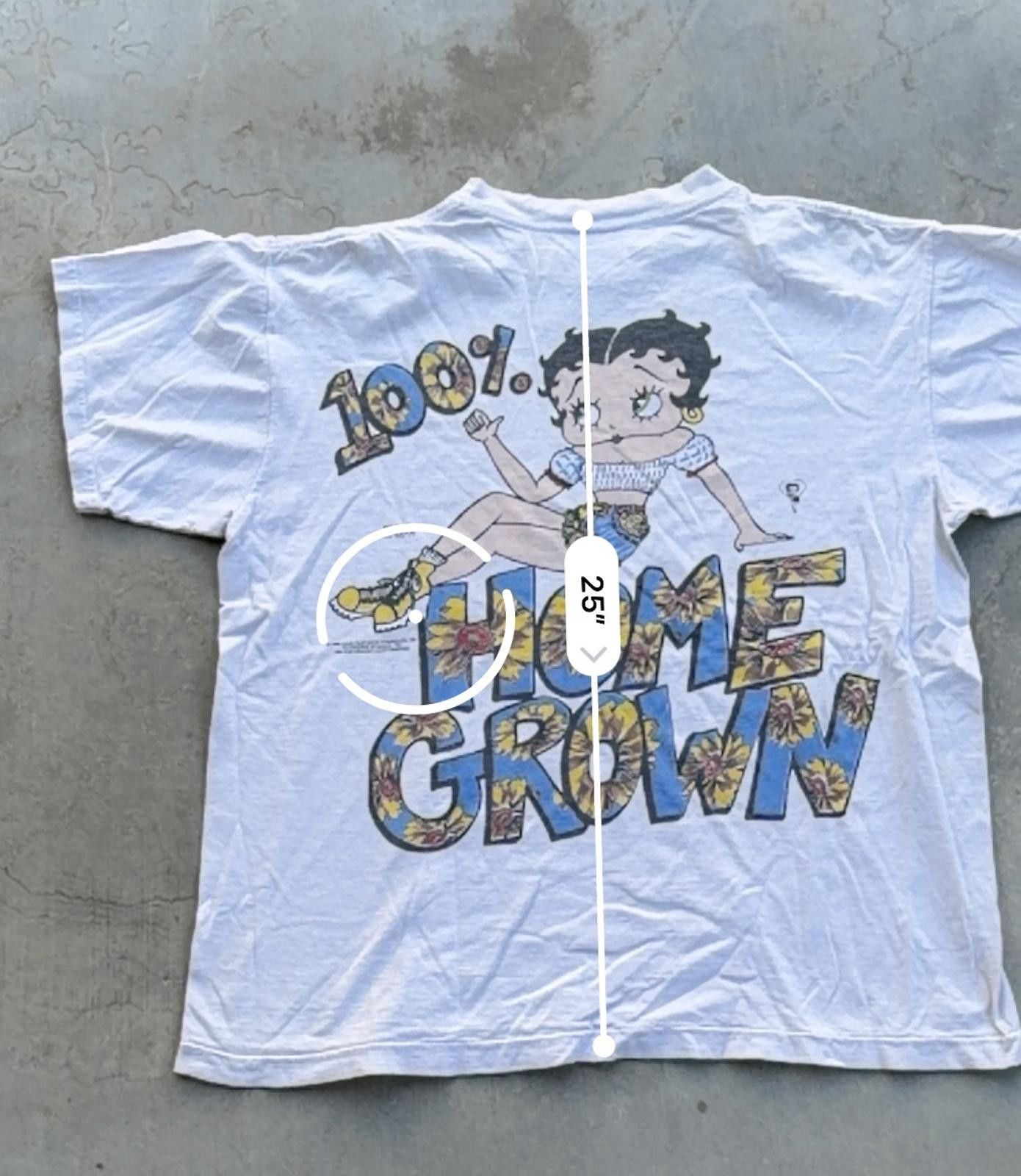 Tultex Vintage 1994 Betty Boop “100% Home Grown” All Over Print Tee Size US L / EU 52-54 / 3 - 6 Thumbnail