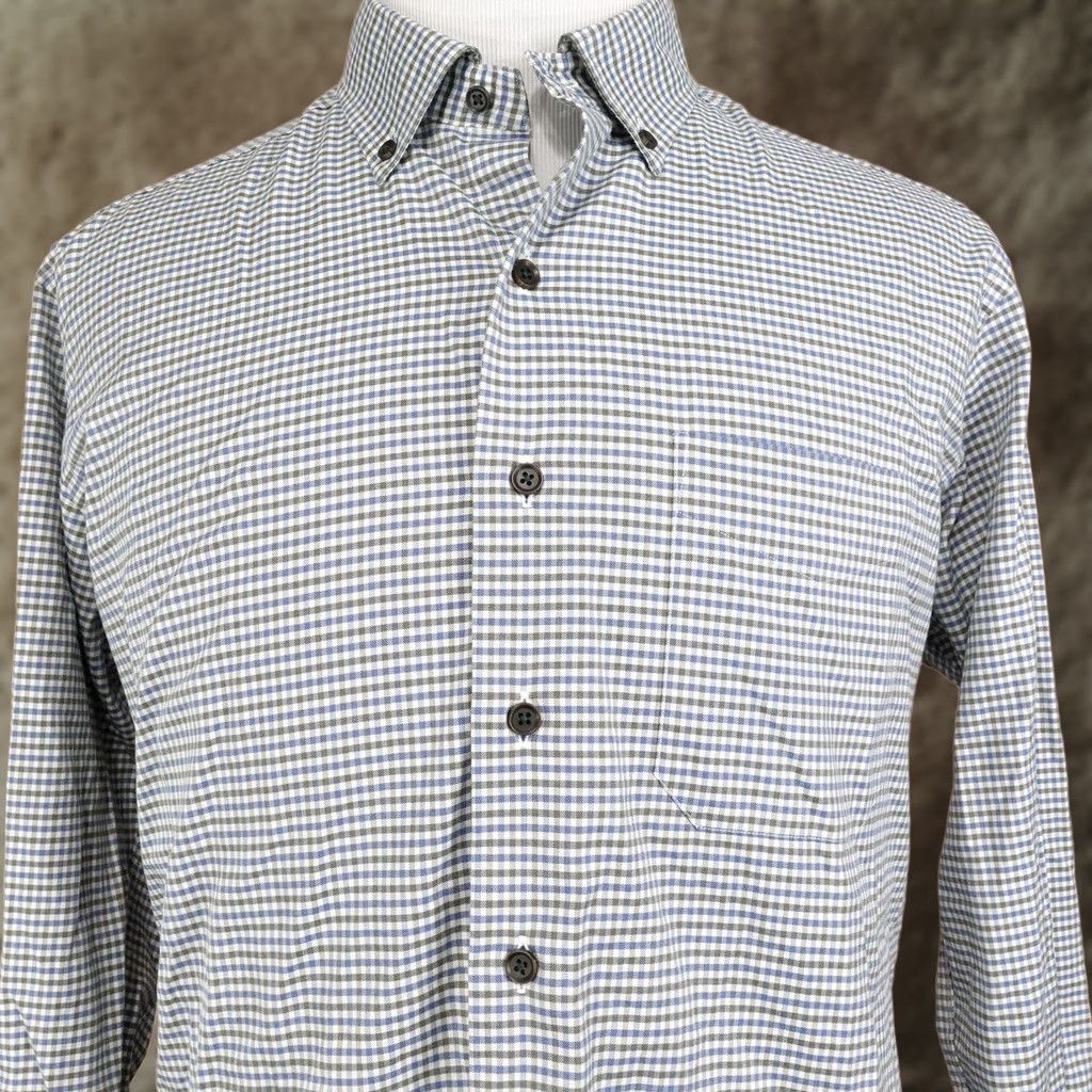 David Donahue David Donahue Shirt Mens XL Blue Green Check Long Sleeve Button-Up Size US XL / EU 56 / 4 - 1 Thumbnail