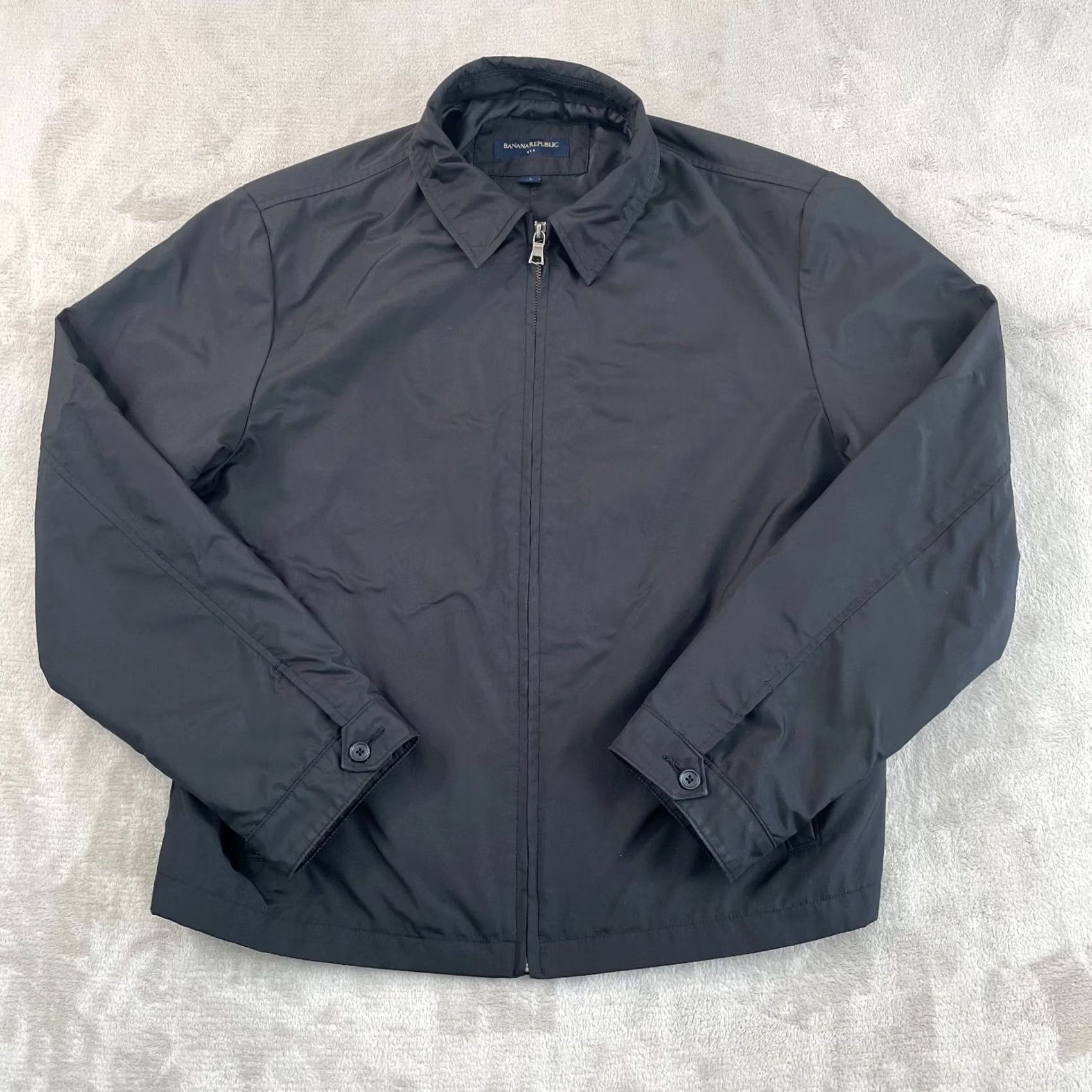 Banana Republic Banana Republic Jacket Men Large Black Minimalist Full Zip Pockets Collared Bomber Jacket Size US L / EU 52-54 / 3 - 5 Thumbnail