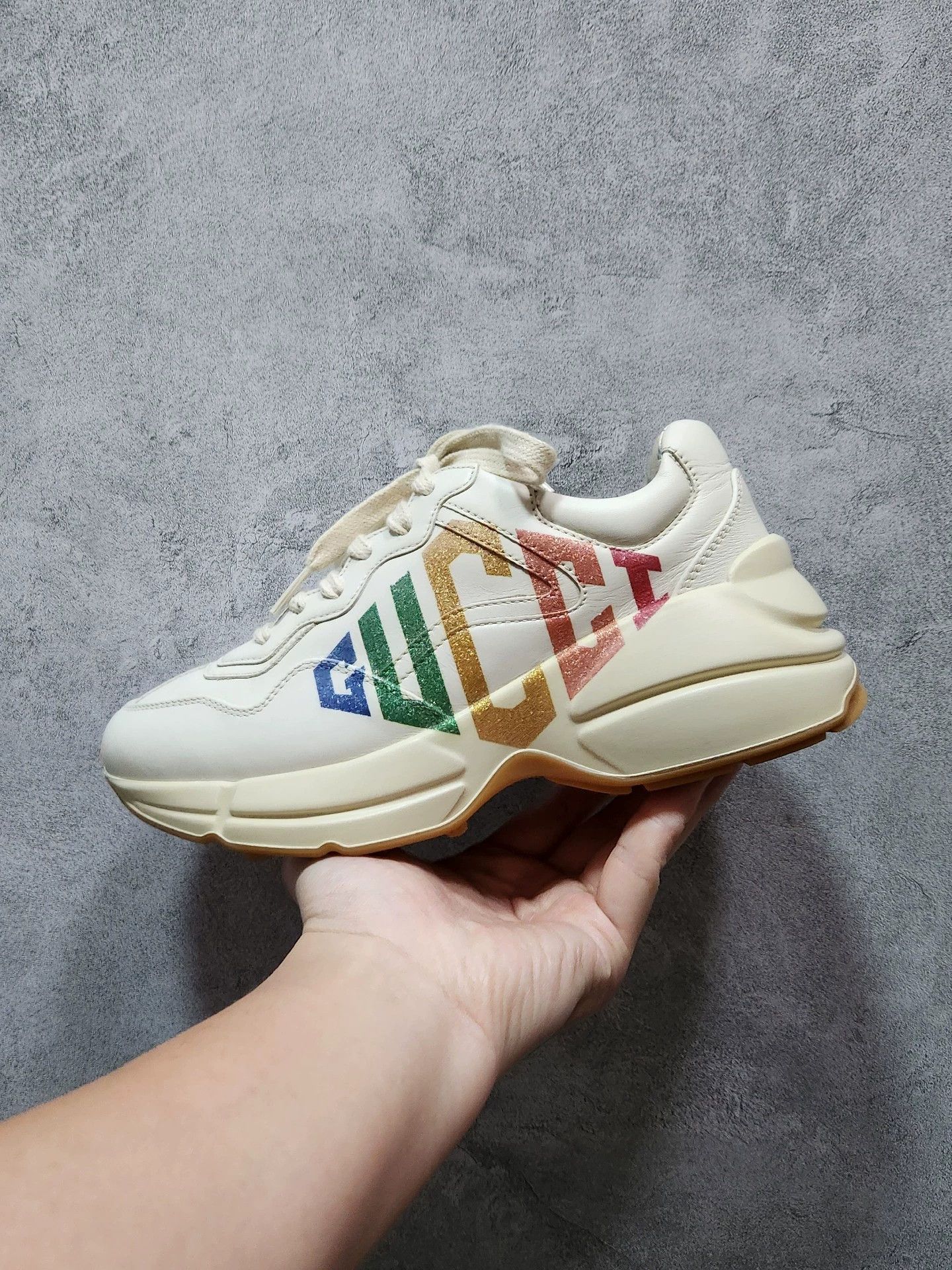 Gucci GUCCI Rhyton series white low-top chunky sneakers Size US 5 / IT 35 - 4 Thumbnail