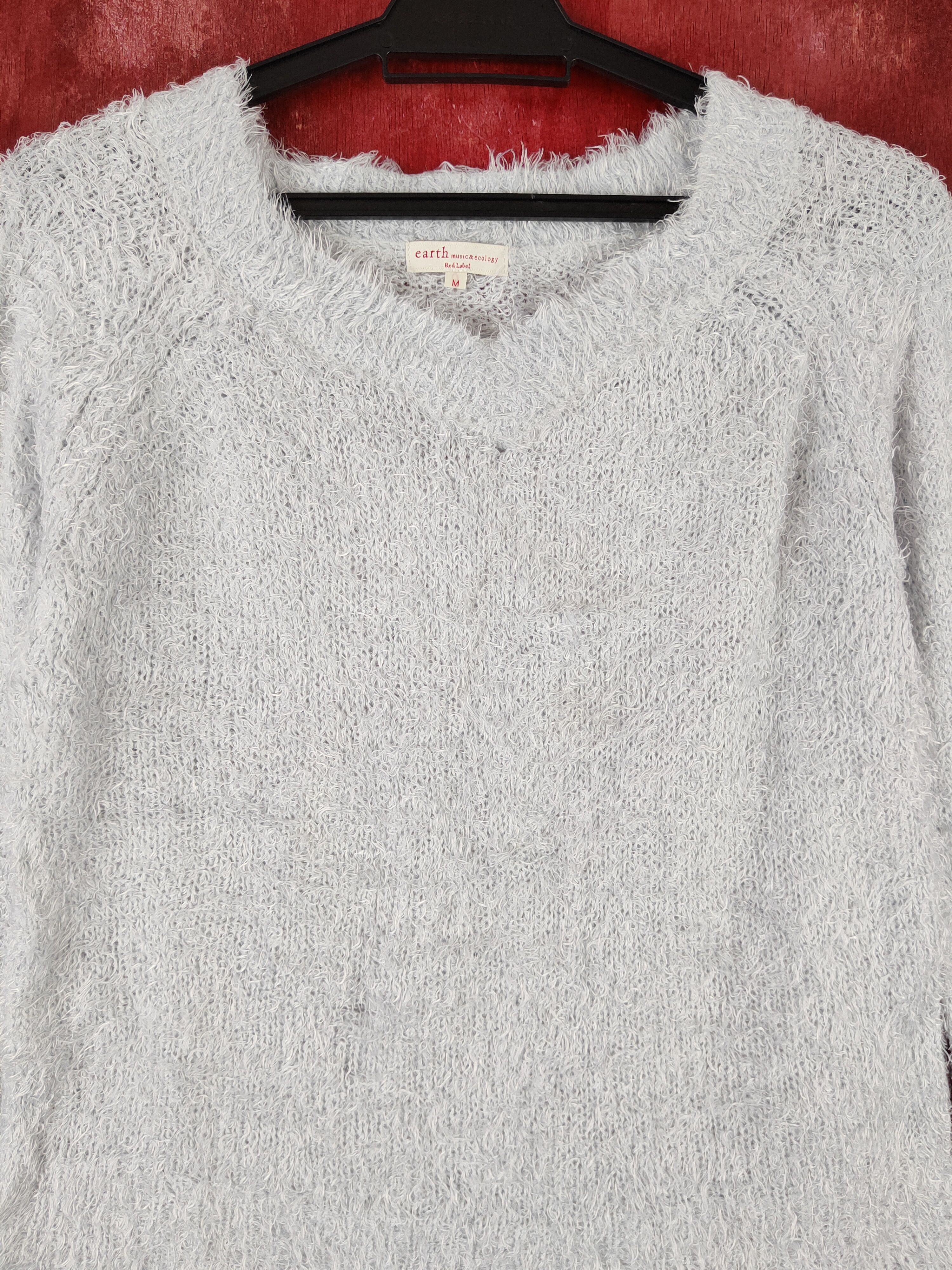 Japanese Brand × Vintage Earth Music & Ecology Light Blue Fur Mohair Knitwear #S1909 Size M / US 6-8 / IT 42-44 - 2 Thumbnail