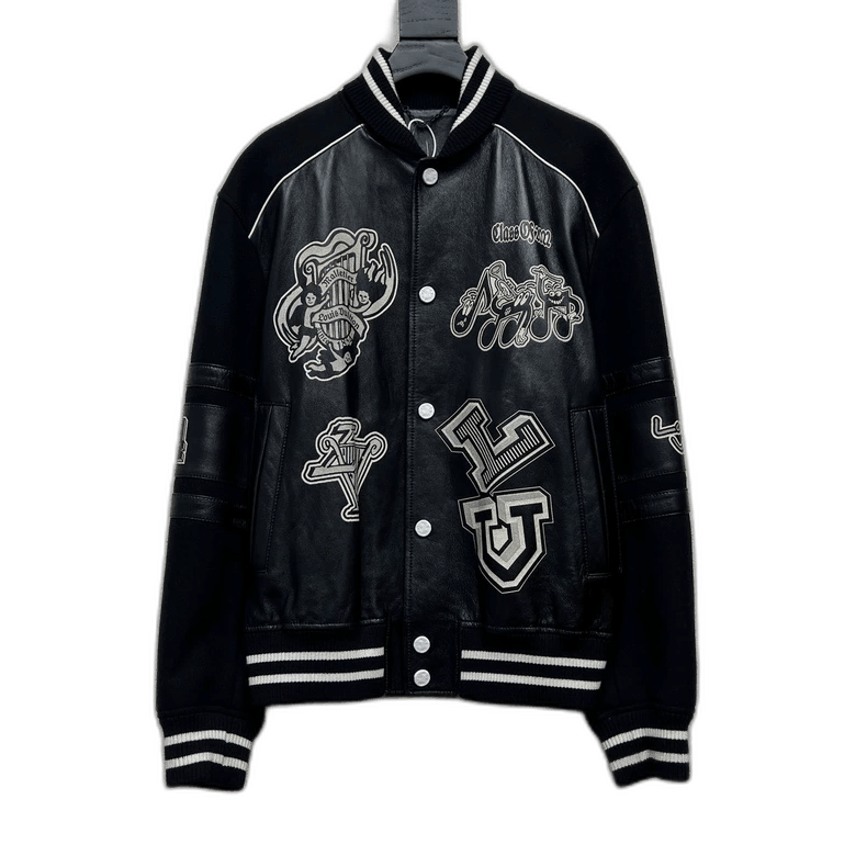 Louis Vuitton Louis Vuitton Black Leather Sleeve Baseball Jacket Size US L / EU 52-54 / 3 - 1 Thumbnail