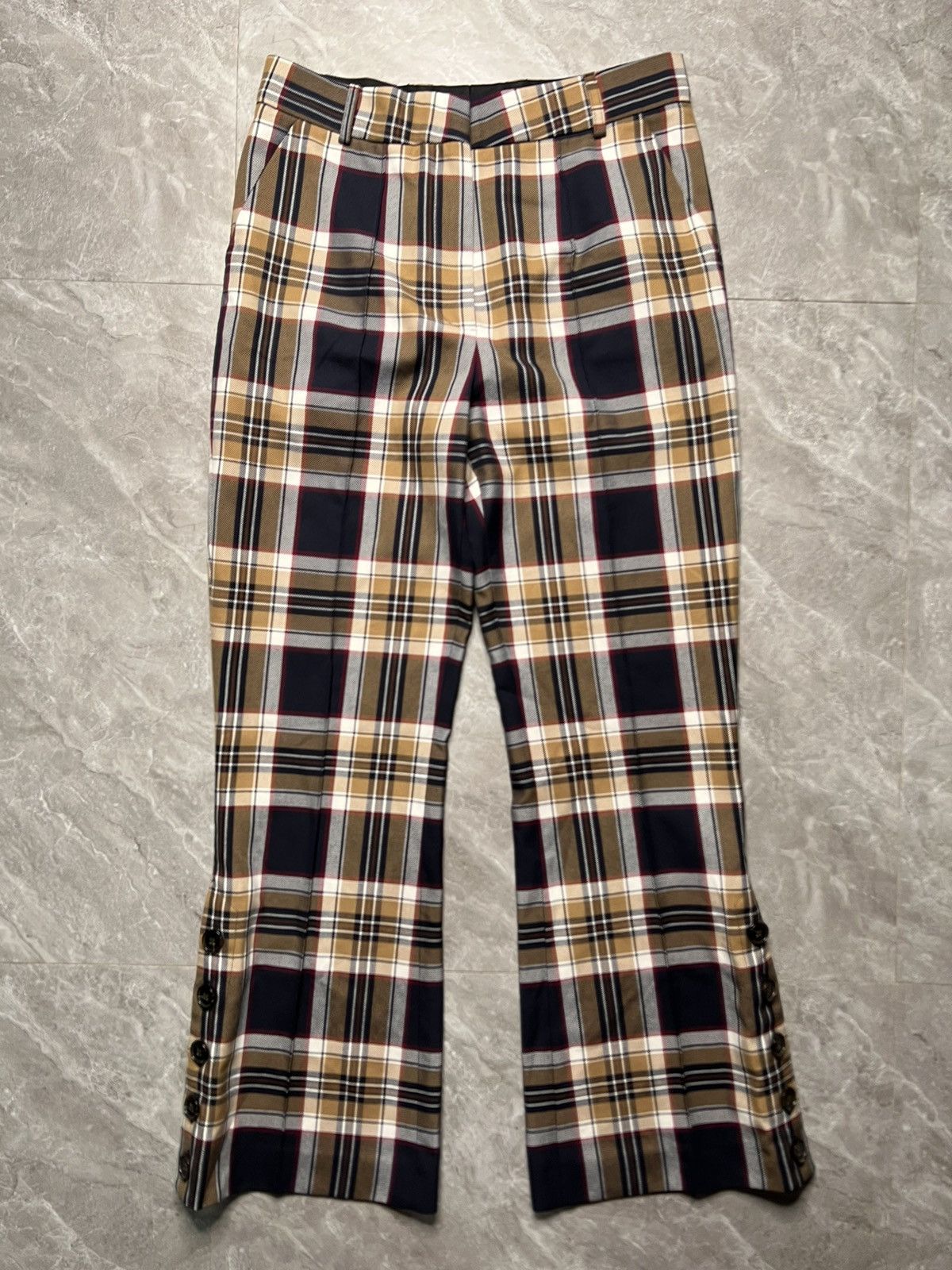 rokh Rohk Plaid Flared Button Hem Pants Size US 29 - 1 Thumbnail