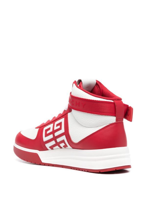 Givenchy o1loc1c0924 Logo High-Top Sneakers in White/Red Size US 12 / EU 45 - 3 Thumbnail