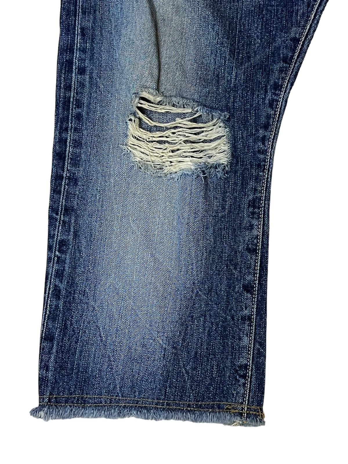 Edwin SICK🔥VINTAGE EDWIN 505s DISTRESSED SELVEDGE 3 QUARTER JEANS Size US 32 / EU 48 - 6 Thumbnail