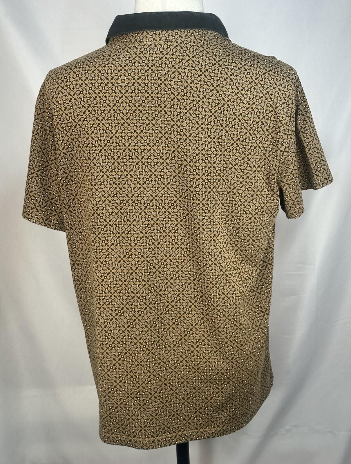 Express Express 1/4 Button Graphic Print Polo Shirt Brown Mens L Size US L / EU 52-54 / 3 - 2 Thumbnail