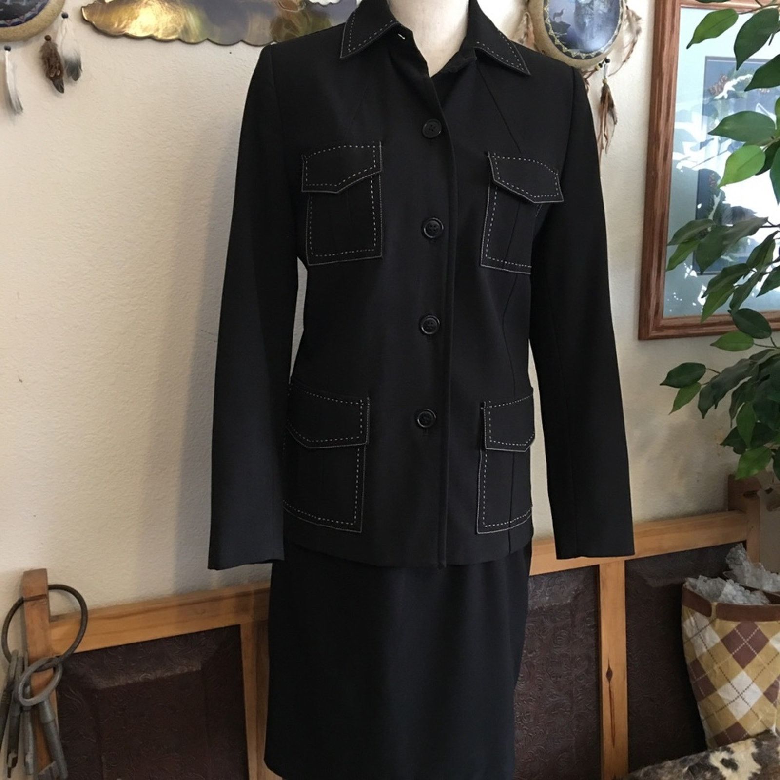 Other Massini stretch stitch detail jacket and skirt set Size M / US 6-8 / IT 42-44 - 3 Thumbnail