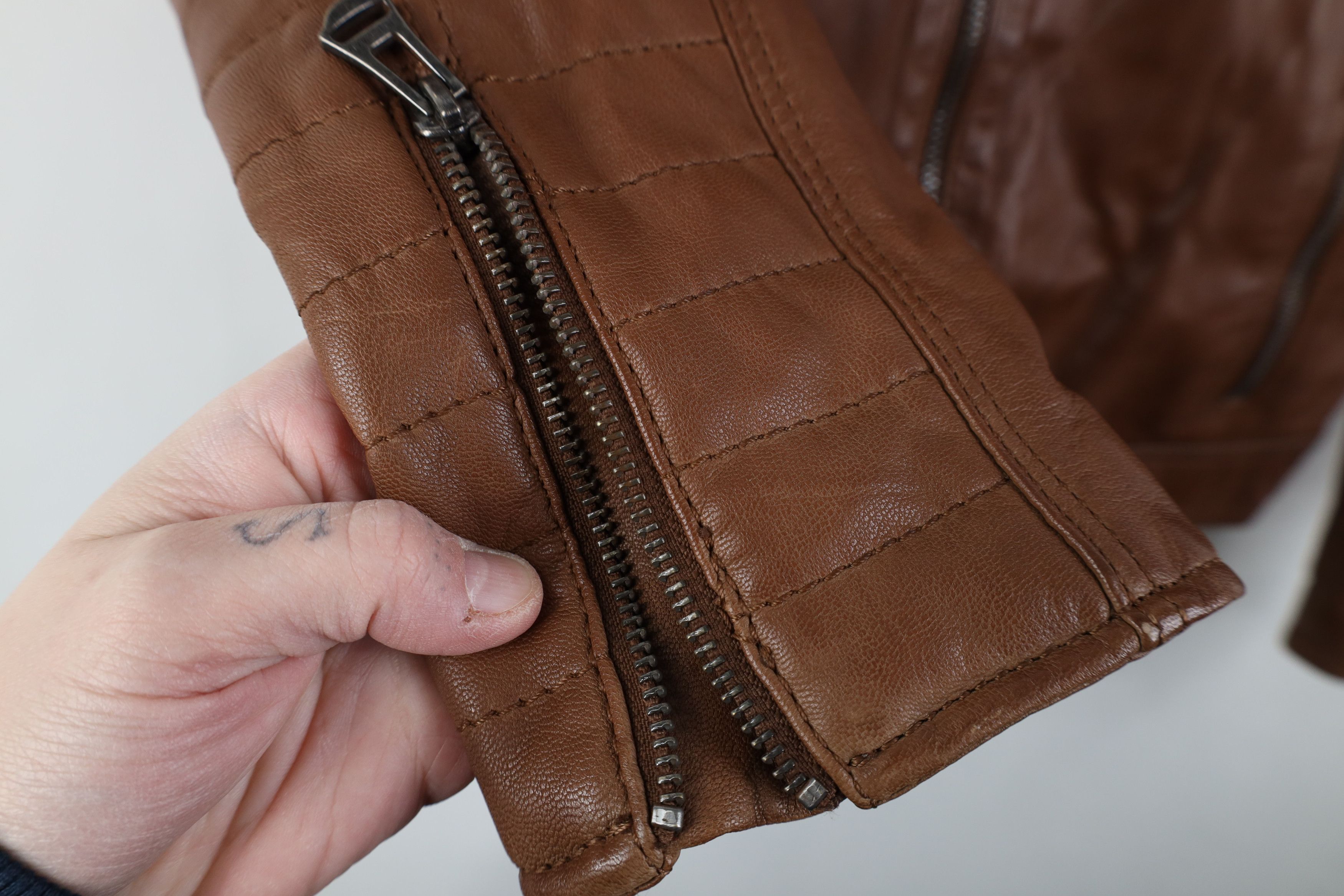 Cole Haan Cole Haan Full Zip Cafe Racer Bomber Jacket Cognac Brown Size US S / EU 44-46 / 1 - 5 Thumbnail