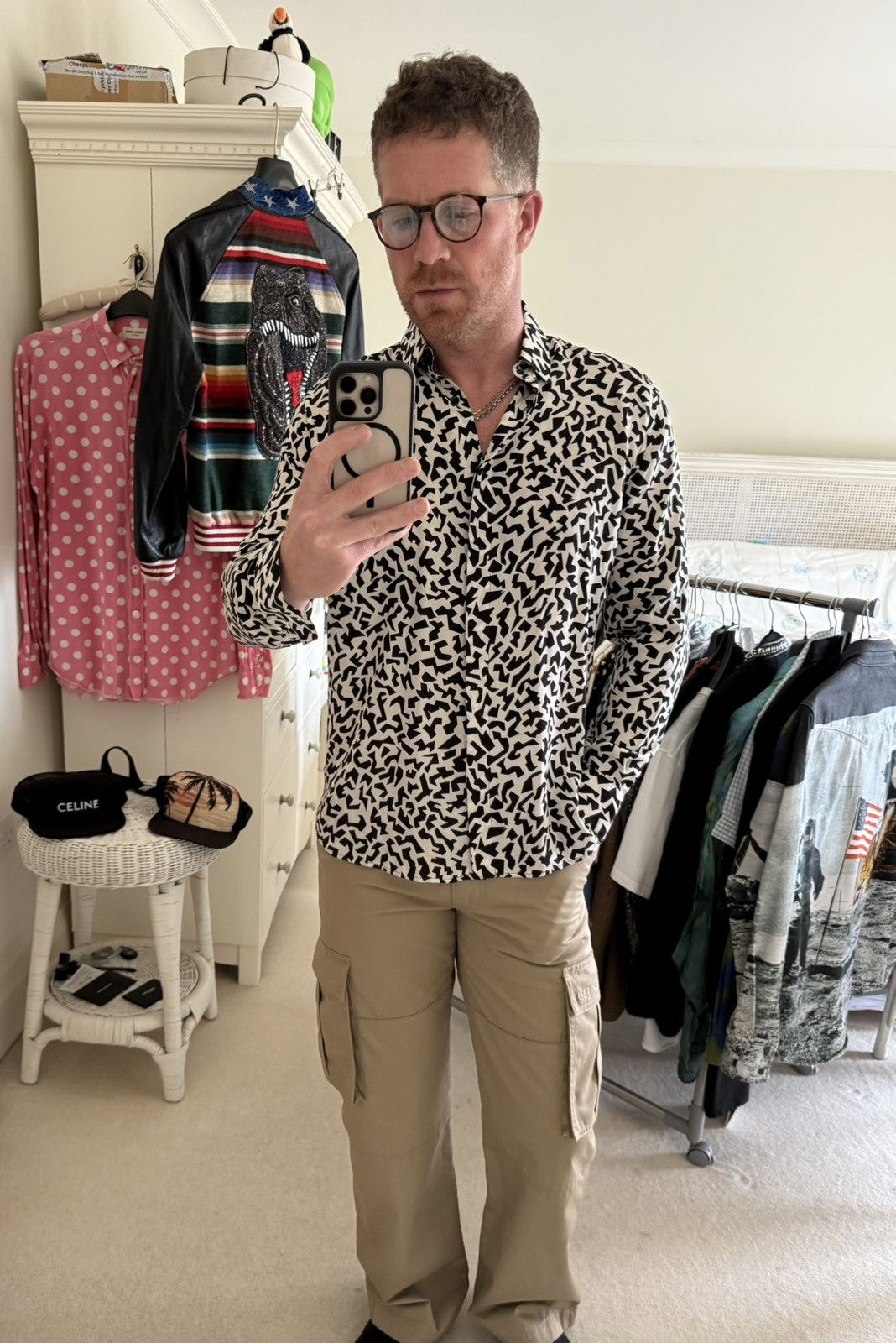 Saint Laurent Paris FW21 Saint Laurent silk geometric black white shirt grail Size US L / EU 52-54 / 3 - 3 Thumbnail