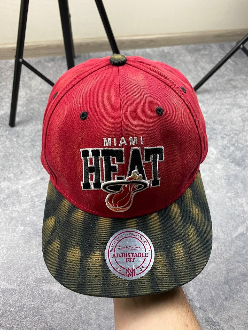 Mitchell & Ness × NBA Miami heat custom cap Mitchell & ness hand made faded Size ONE SIZE - 2 Thumbnail