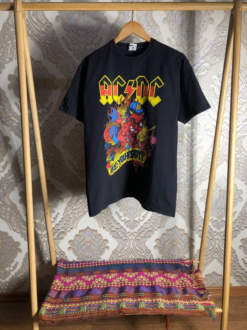 AC/DC × Vintage VERY RARE AC/DC GERMANY ROCK TOUR T-SHIRT DOUBLE PRINTED 90s Size US XL / EU 56 / 4 - 1 Thumbnail