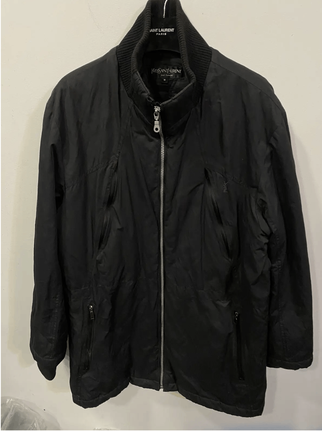 Warm YSL Jacket Black Long Saint Laurent Parka Bomber winter