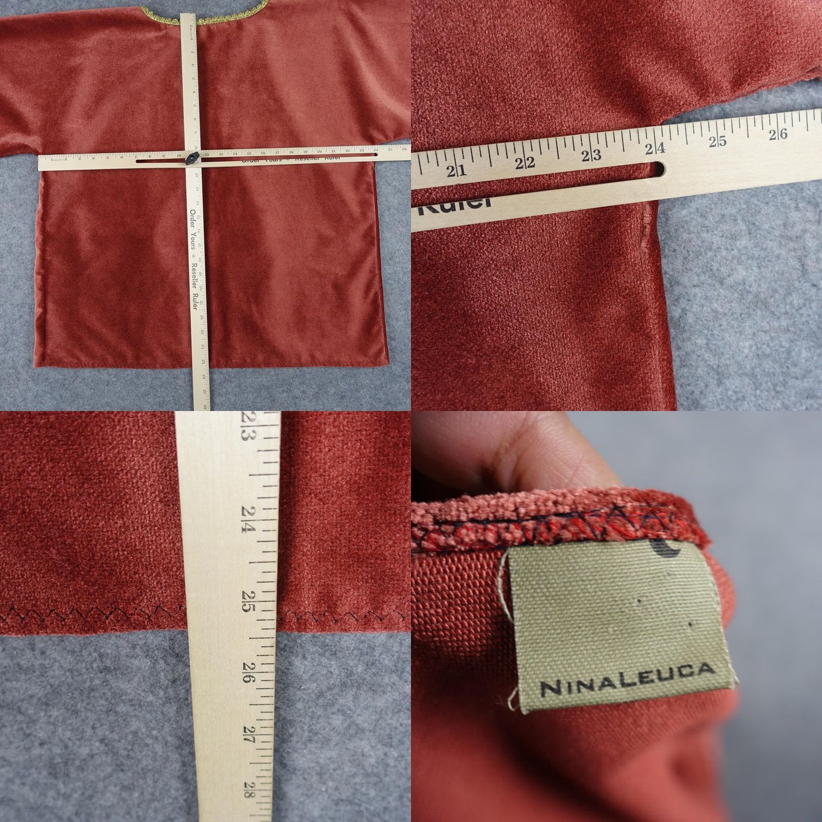 Vintage Nina Leuca Jacket Womens L Red Velvet Kimono Gold Trim Metallic Tapestry Vintage No Size L / US 10 / IT 46 - 9 Thumbnail