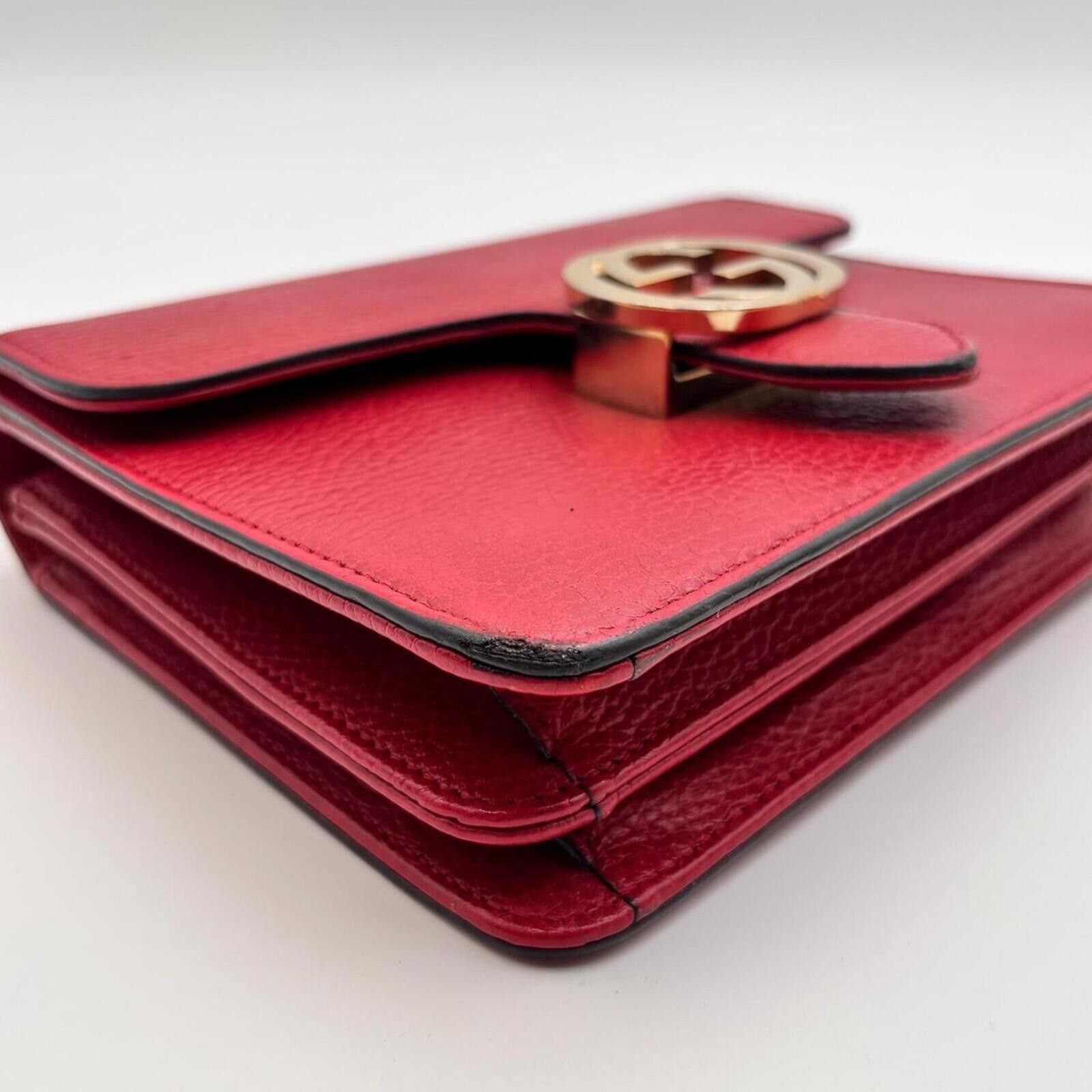 Other Gucci Interlocking GG Red Leather Chain Crossbody Bag Size ONE SIZE - 6 Thumbnail