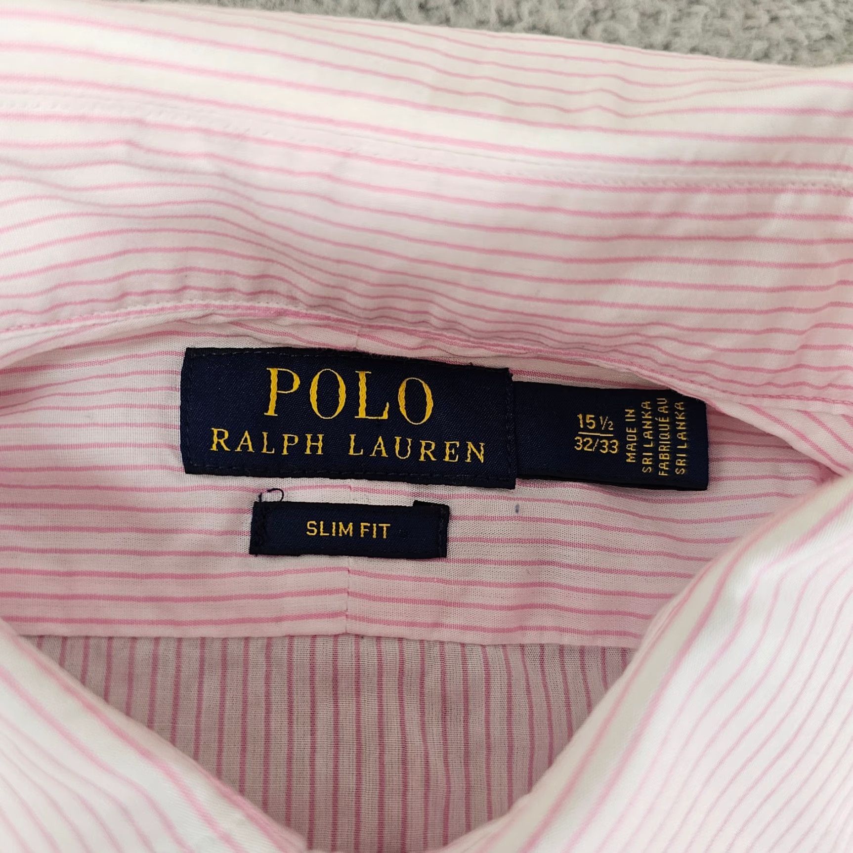 Polo Ralph Lauren Polo Ralph Lauren Dress Shirt Mens 15.5 32/33 Pink Slim Pinstriped Cotton Pony Shirt Men's Slim Pink Pinstripe Button-Up Vintage? Size 42R - 5 Thumbnail
