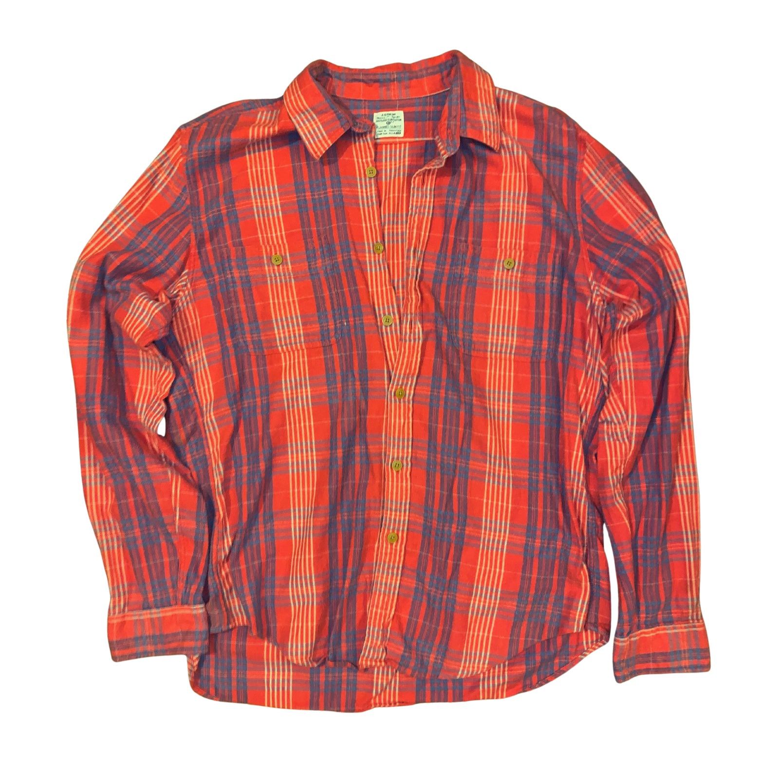 J.Crew J.Crew Red Flannel Shirt Blue Stripe XL Slim Fit Size US XL / EU 56 / 4 - 1 Thumbnail