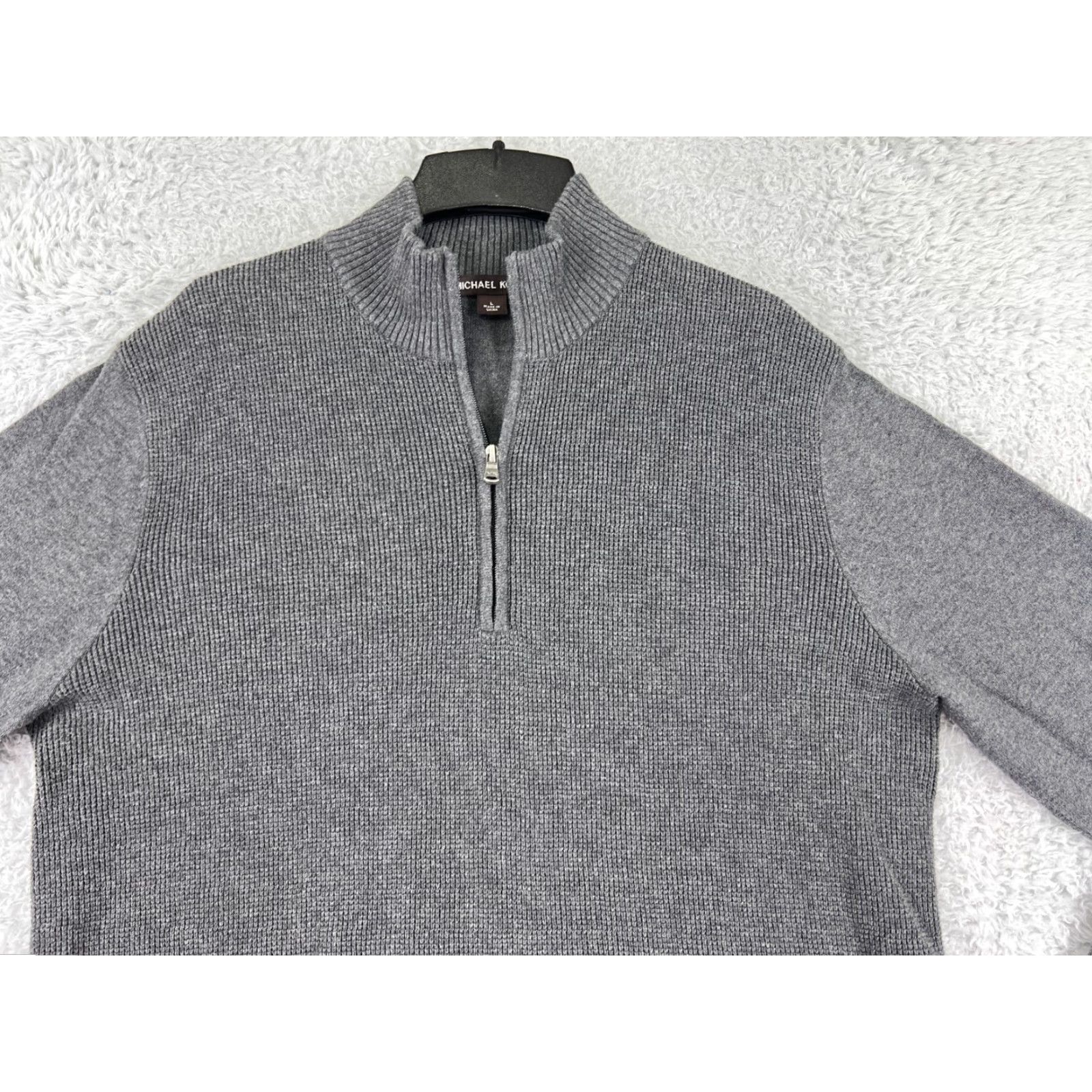 Michael Kors Michael Kors Sweater Mens Large Gray 1/4 Zip Mock Neck 100% Cotton Golf Shirt Size US L / EU 52-54 / 3 - 5 Thumbnail