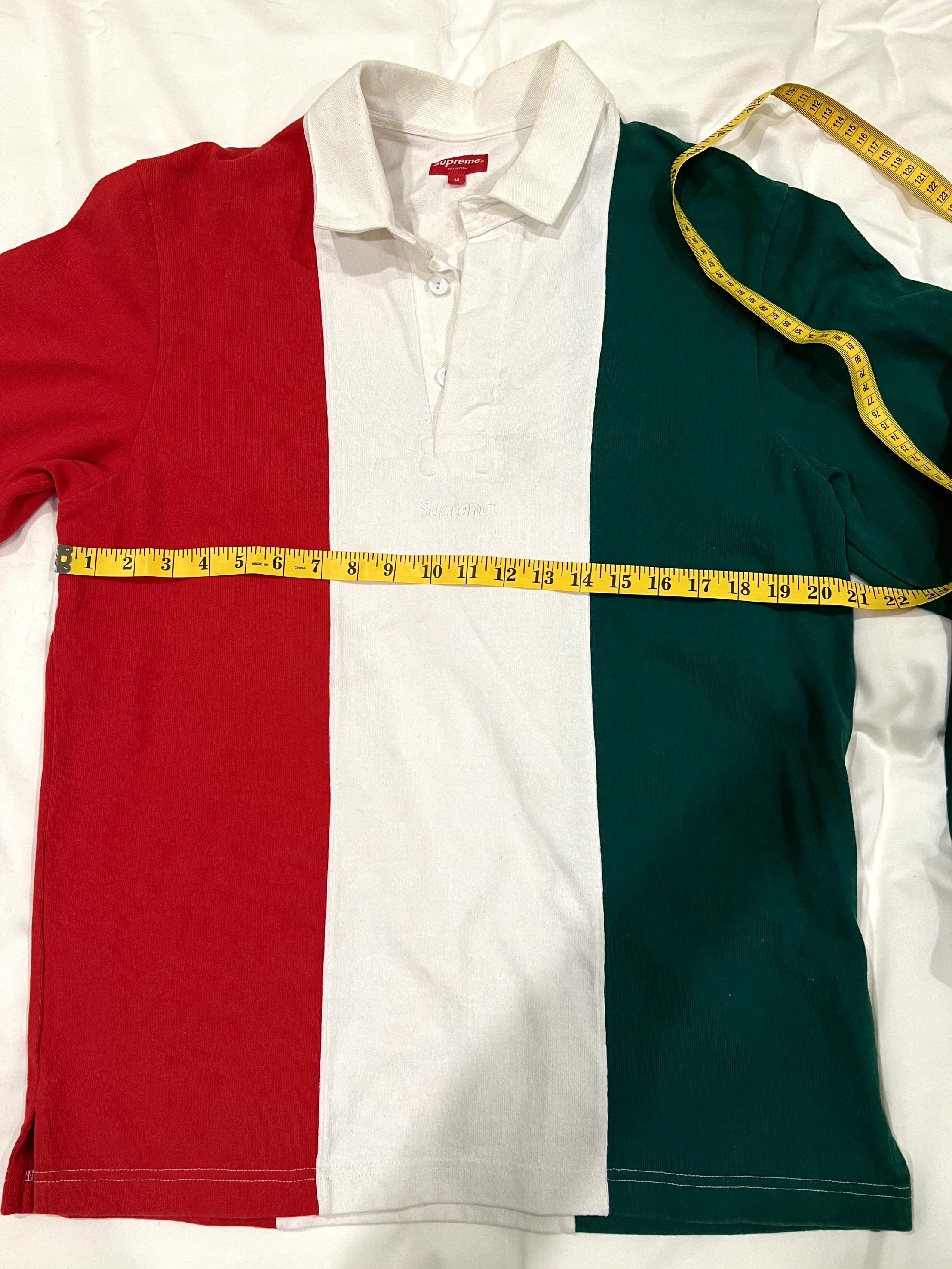 Supreme Split Box Logo Red White Green Rugby Polo | Grailed