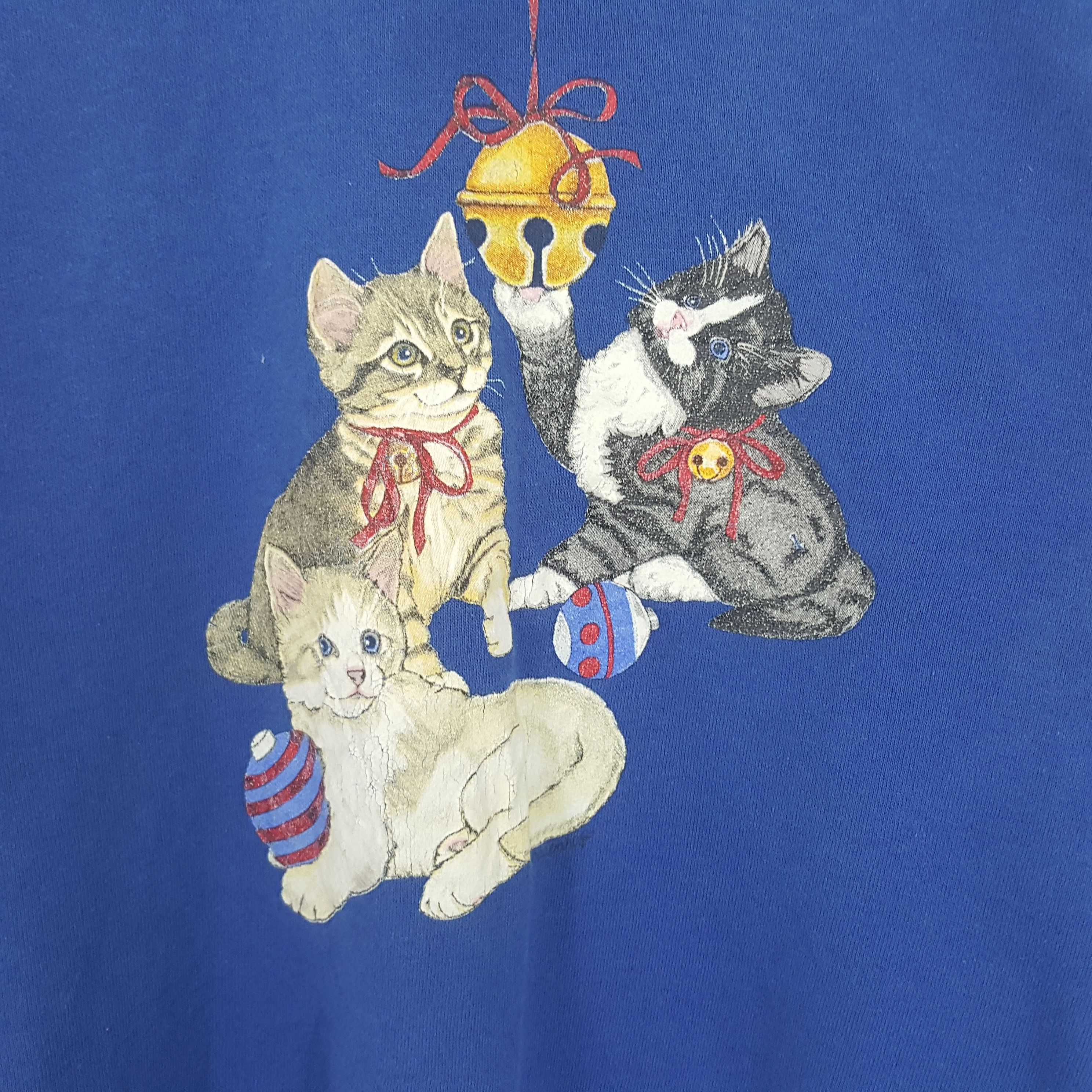 Vintage Vintage Gopher 90’s “Kittens” Christmas American Sweatshirt Size US M / EU 48-50 / 2 - 2 Thumbnail