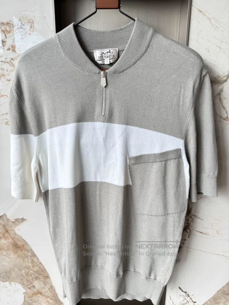 Hermes Hermes Color-block knitted short-sleeve sweater, 85% cotto Size US S / EU 44-46 / 1 - 1 Thumbnail