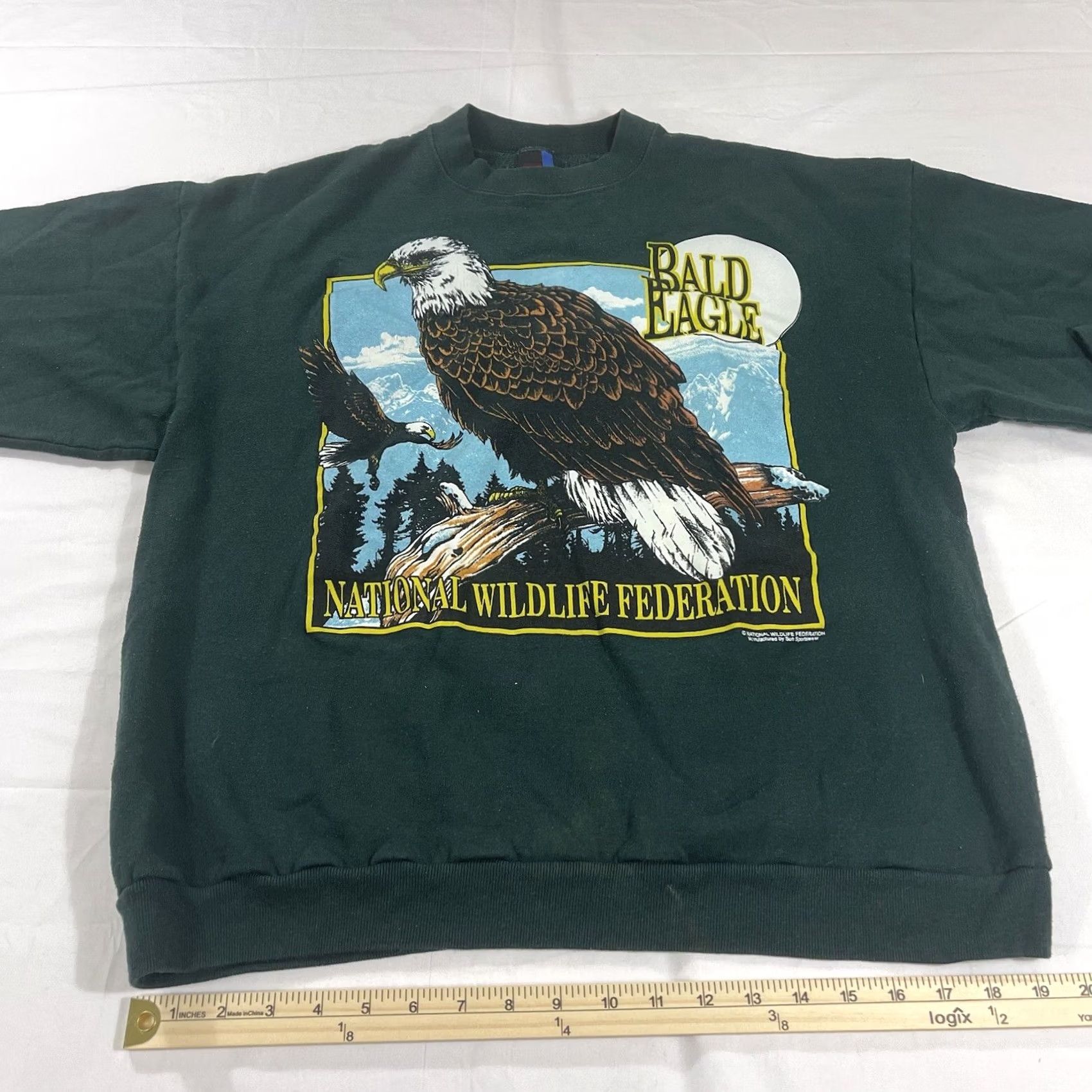 Vintage VINTAGE National Wildlife Federation Bald Eagle Sweatshirt Mens M Green 90s Shirt Size US M / EU 48-50 / 2 - 6 Thumbnail