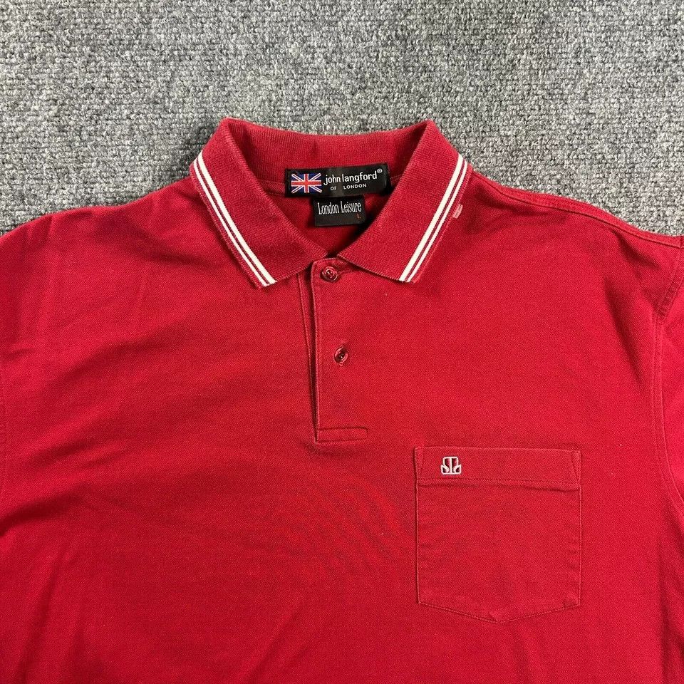 Other John Langford Polo Shirt Adults Large Red London Cotton Mens Size US L / EU 52-54 / 3 - 2 Thumbnail
