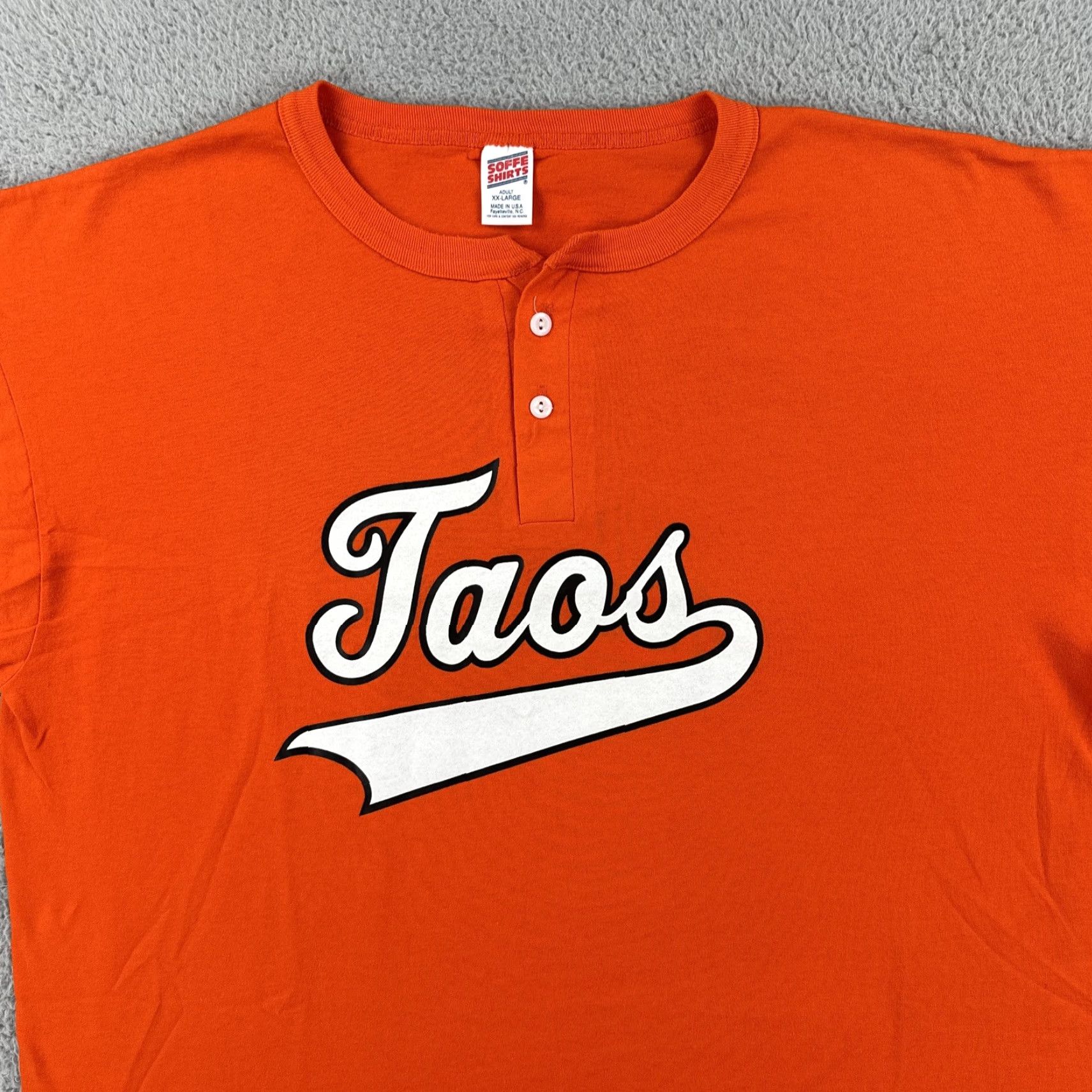 Soffe VINTAGE Soffe Shirts 2XL Orange Henley Short Sleeve USA 90s Sports Shirt Mens Size US XXL / EU 58 / 5 - 5 Thumbnail