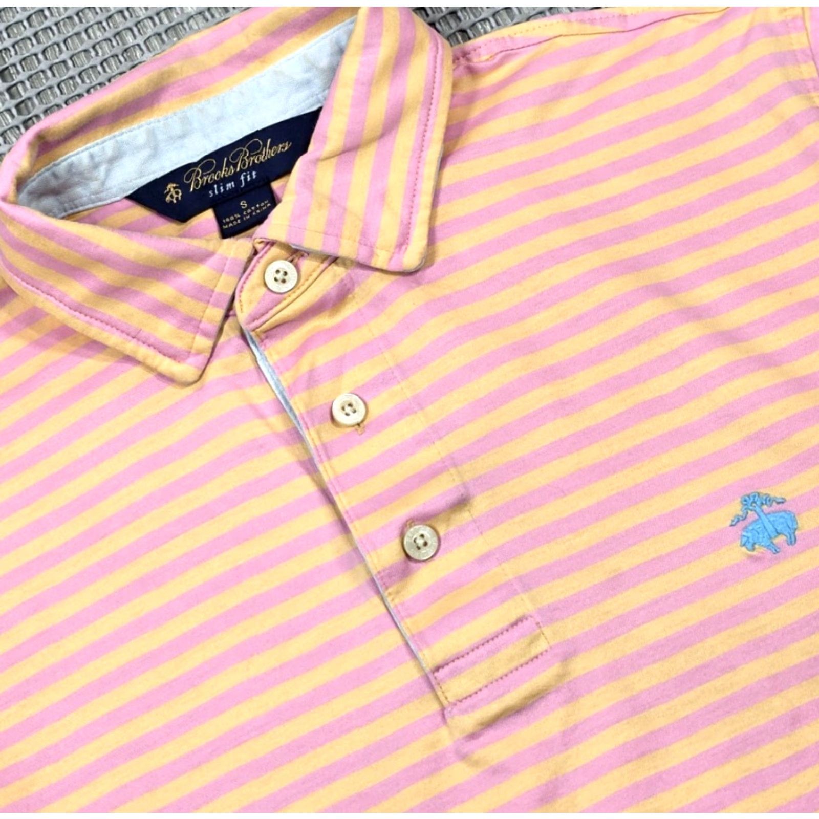 Brooks Brothers Brooks Brothers Polo Short Sleeve Pink Orange Stripe Slim Fit Cotton Men Sz S Size US S / EU 44-46 / 1 - 4 Thumbnail