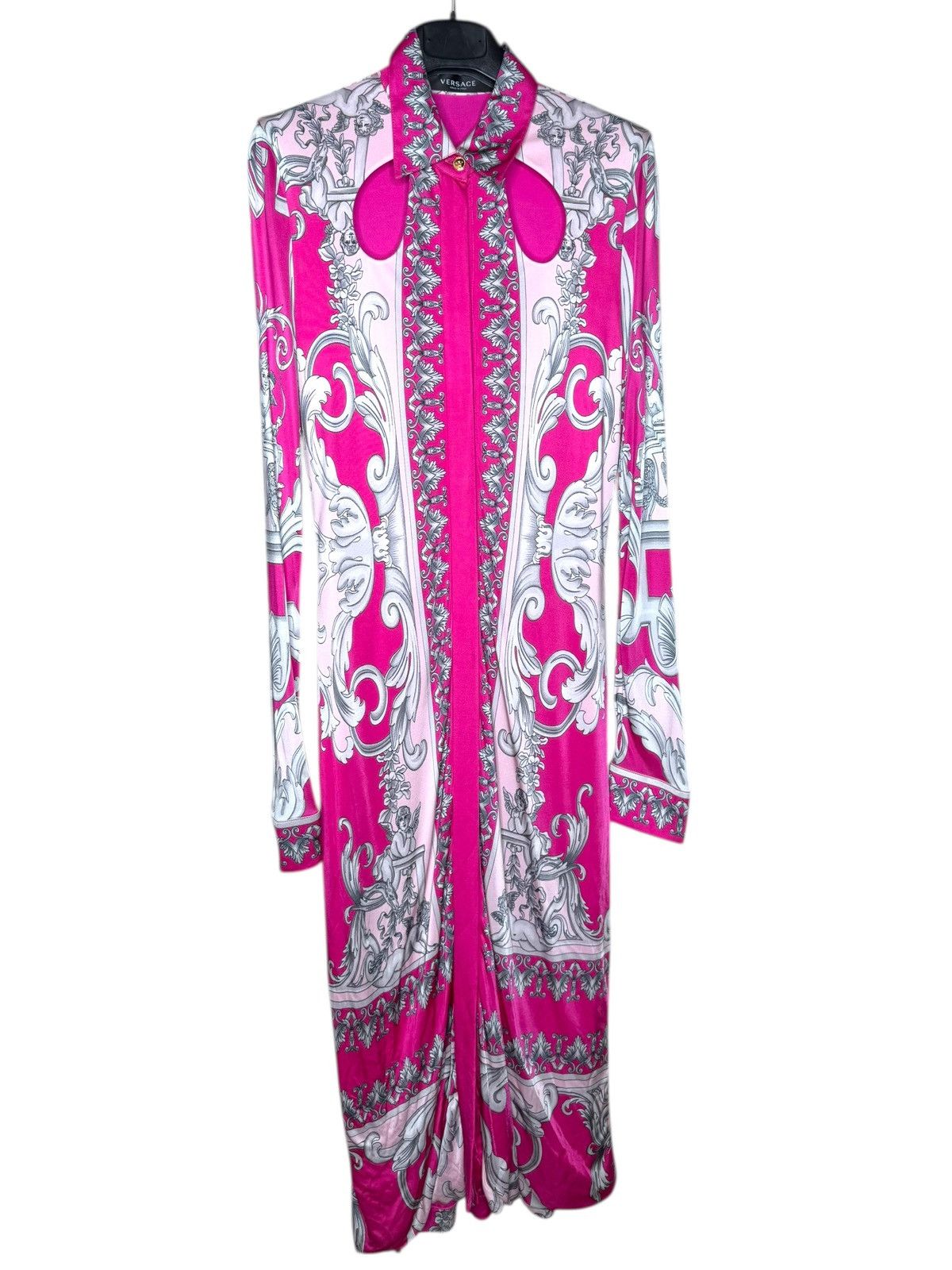 Versace Versace Baroque Pink Viscose Shirt Dress Size S / US 4 / IT 40 - 4 Thumbnail