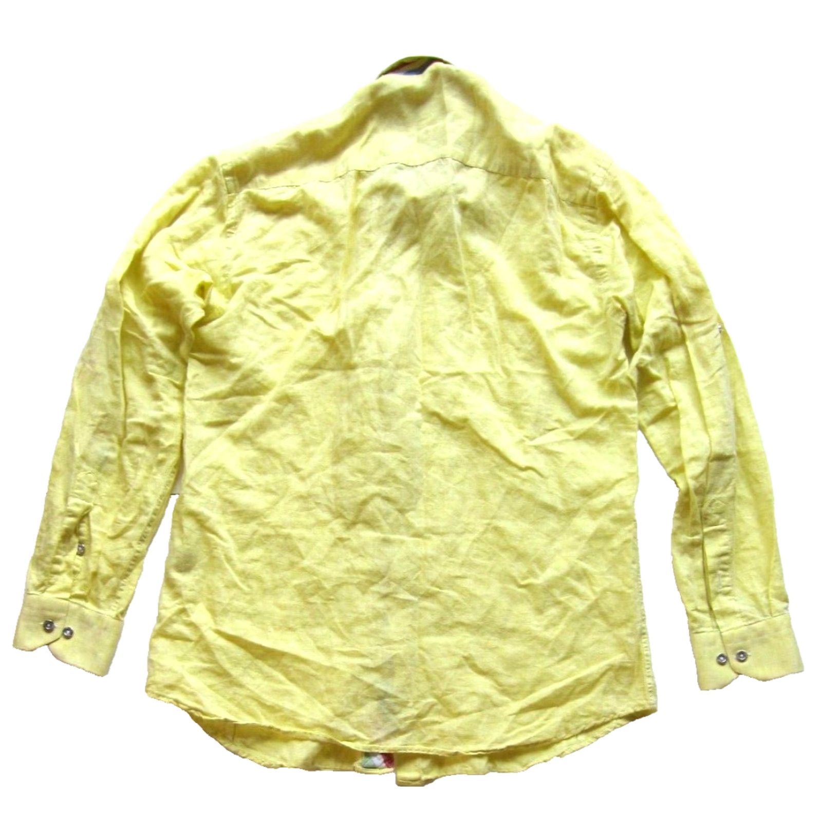 Jared Lang Jared Lang Linen Cotton Yellow Silver Button Down Long Sleeve Shirt Men Medium Size US M / EU 48-50 / 2 - 2 Thumbnail