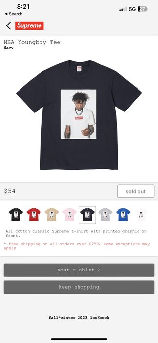 Supreme Supreme NBA YOUNGBOY Navy T-Shirt | Grailed