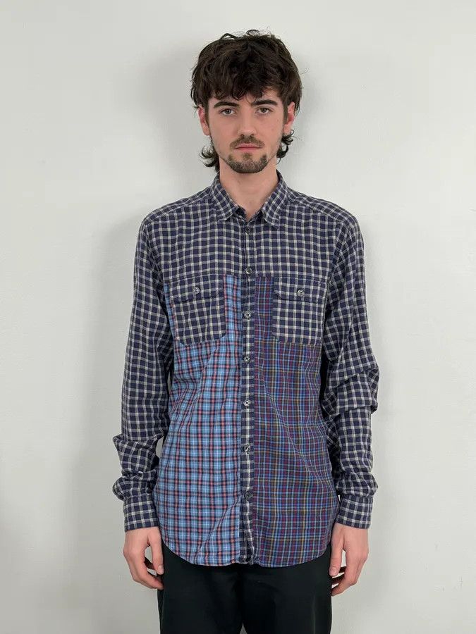 Dolce & Gabbana 2000s Dolce & Gabbana Blue Irregular Checkered Shirt Size US M / EU 48-50 / 2 - 2 Thumbnail