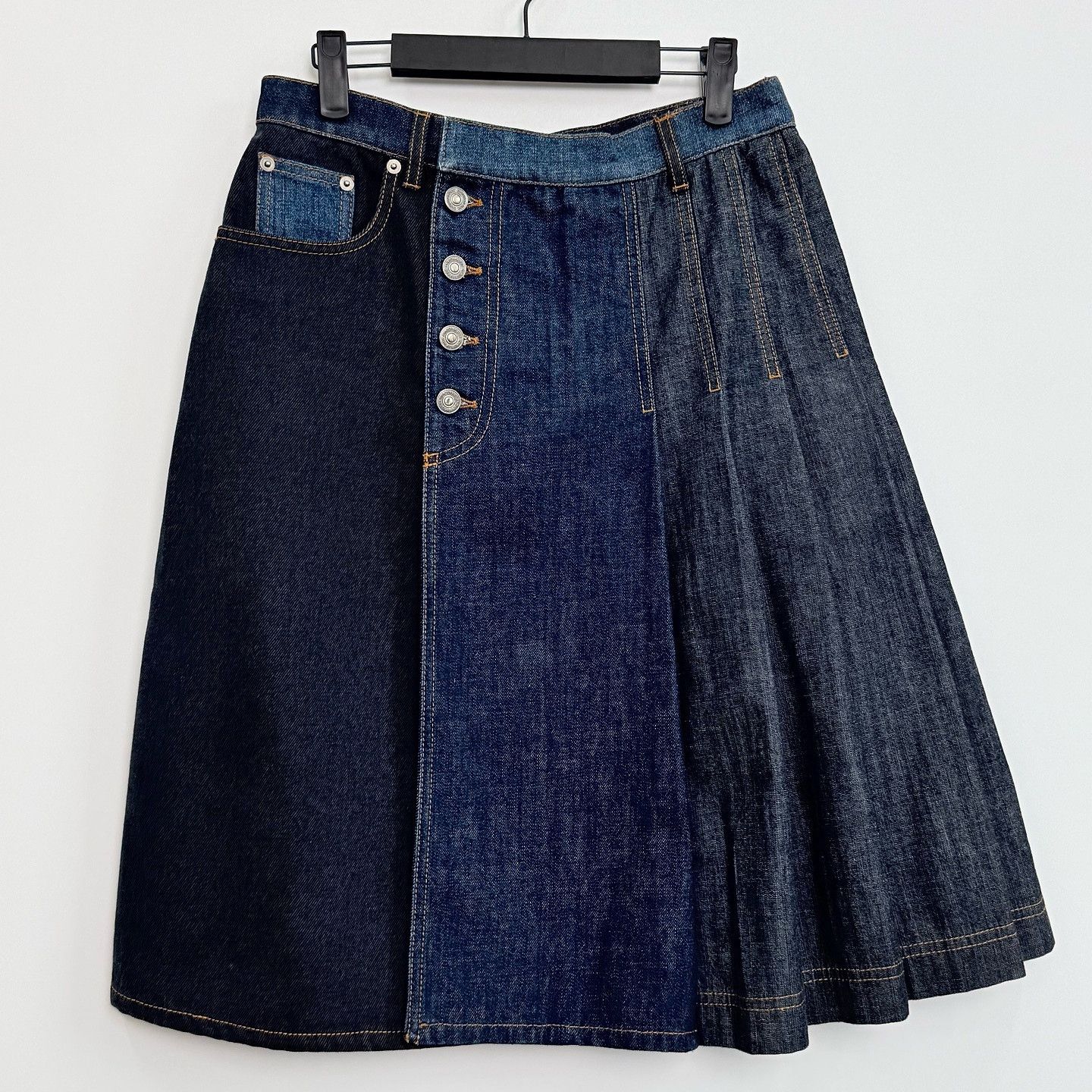 Dior Dior Patchwork Denim Pleated Skirt Size 40 Size 28" / US 6 / IT 42 - 1 Thumbnail