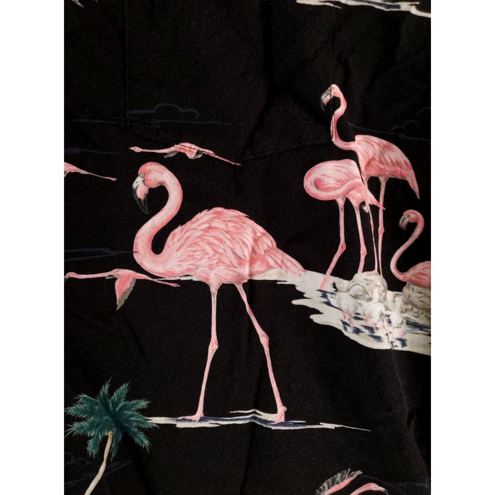 Paradise Found Paradise Found Button Up Hawaiian Shirt Short Sleeve Flamingo Black Mens XXL Size US XXL / EU 58 / 5 - 2 Thumbnail