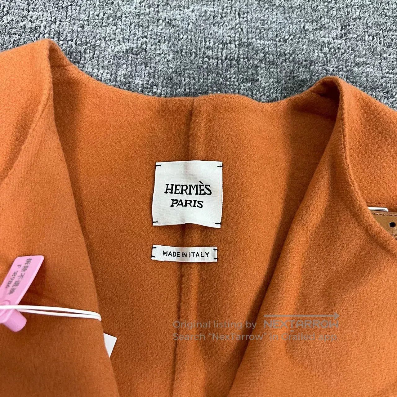 Hermes Hermes Orange Cashmere Coat with Leather Buckle. Size US S / EU 44-46 / 1 - 5 Thumbnail