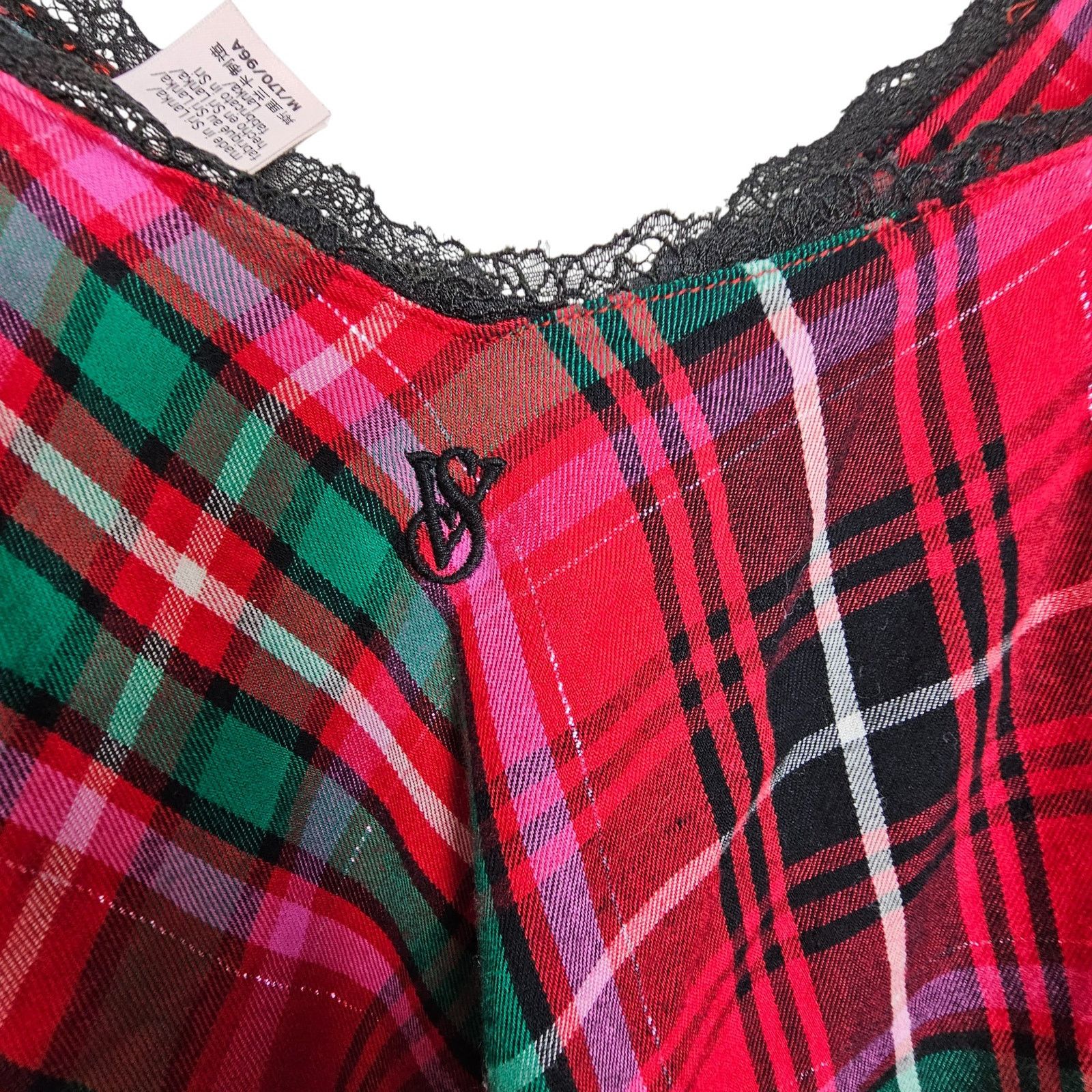Victoria's Secret Victorias Secret Plaid Cami Slip Dress Lace M Dark Academia Size 30" / US 8 / IT 44 - 10 Thumbnail