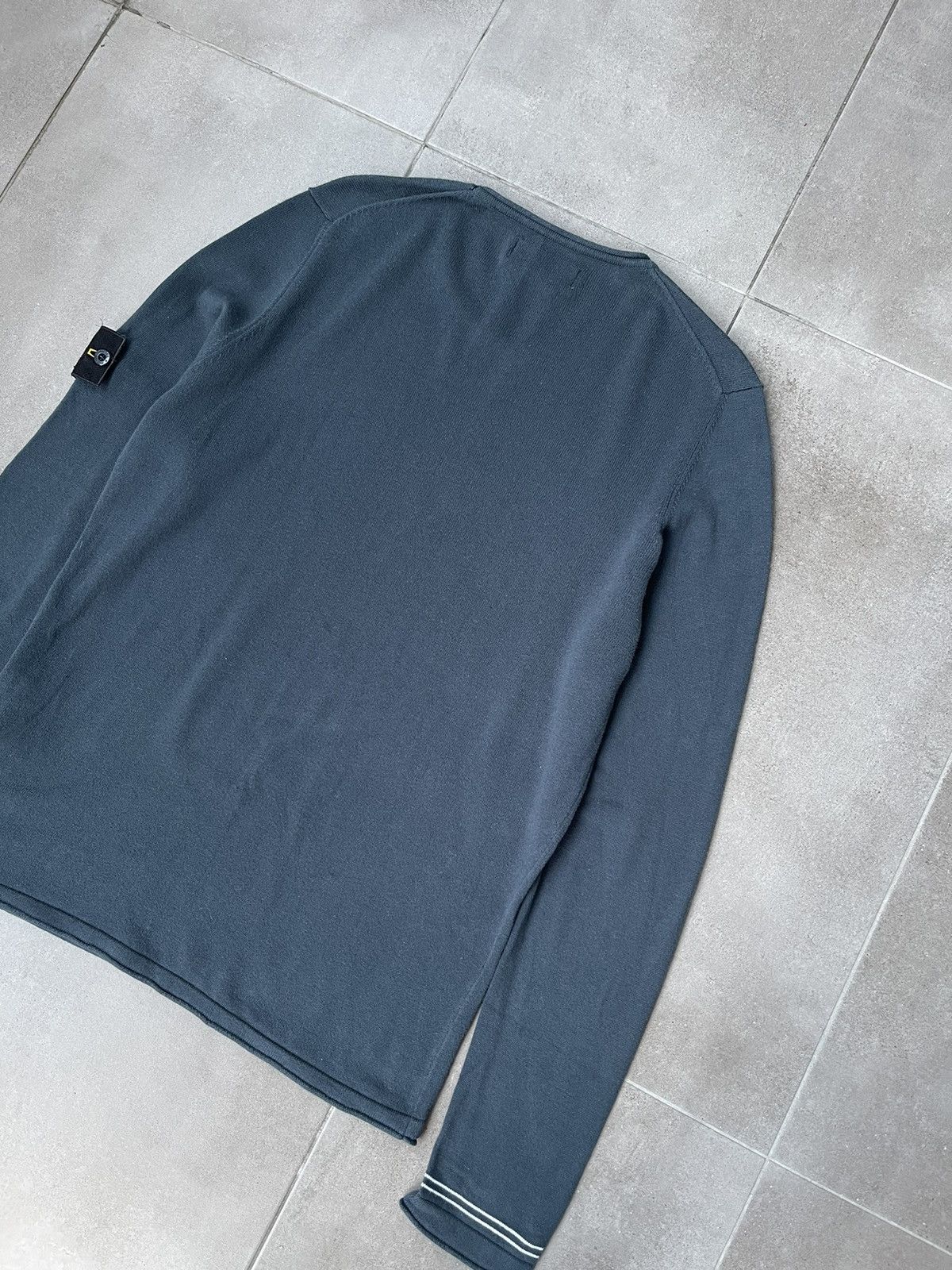 Stone Island Stone Island Navy Grey Striped White Sleeve Thin Sweater Size US M / EU 48-50 / 2 - 13 Thumbnail