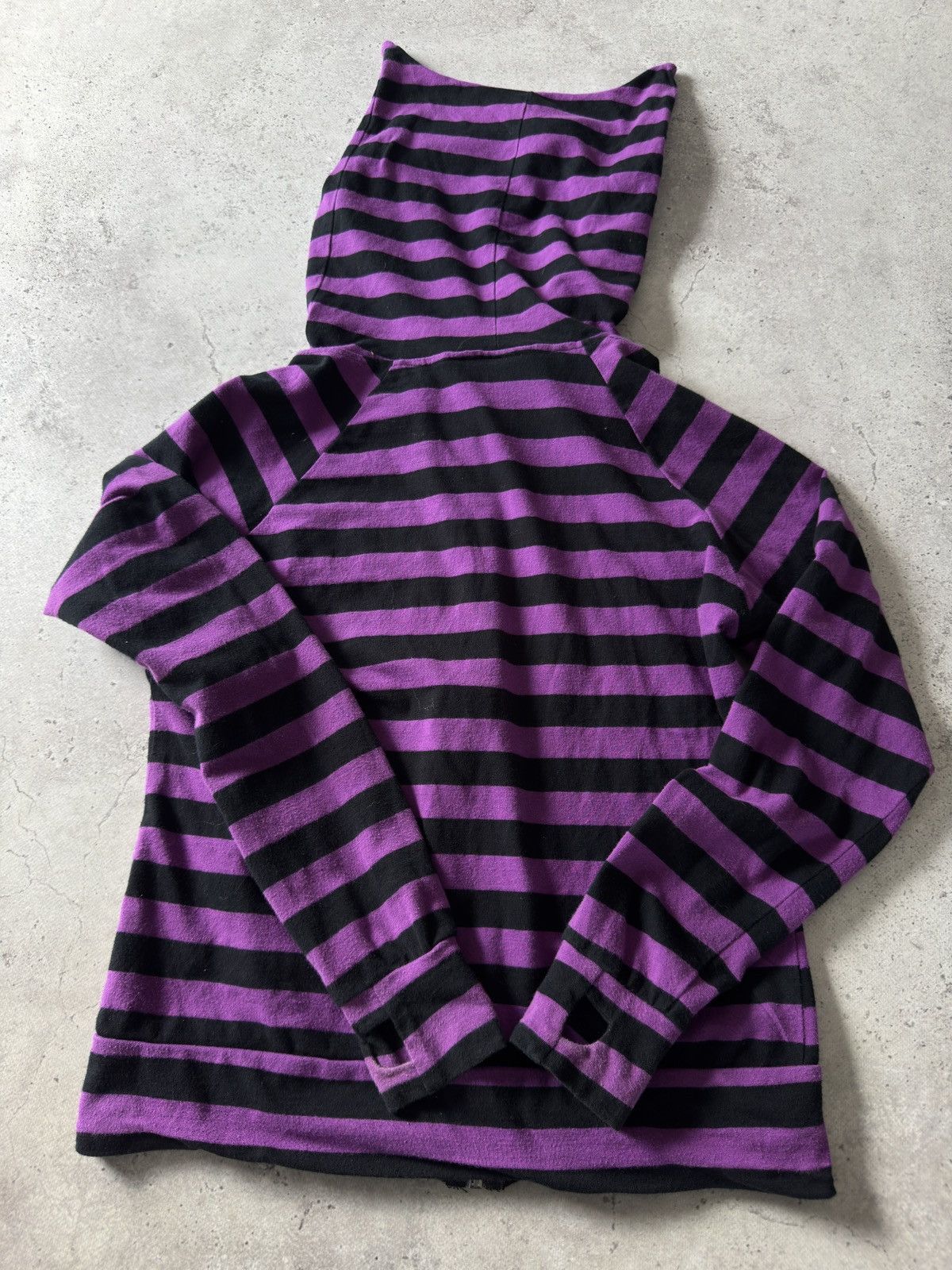 Japanese Brand Vintage Devil’s Ears Striped Secret Pocket Y2K Zip Hoodie Size S / US 4 / IT 40 - 7 Thumbnail